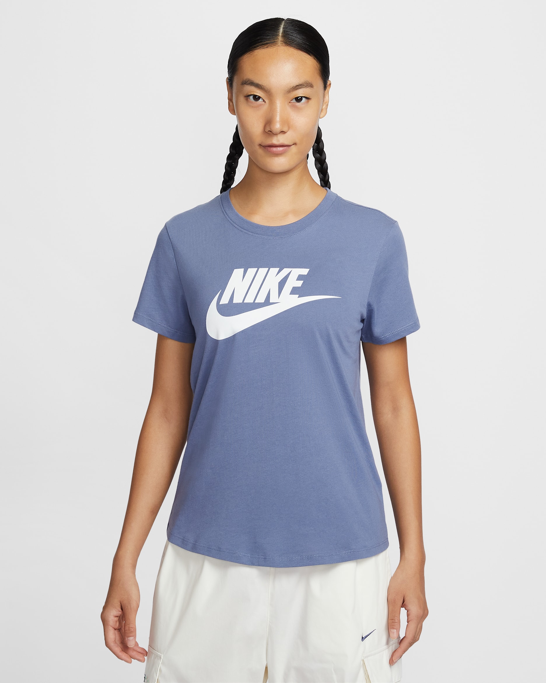 Nike Sportswear Essentials 女款標誌 T 恤 - World Indigo/白色