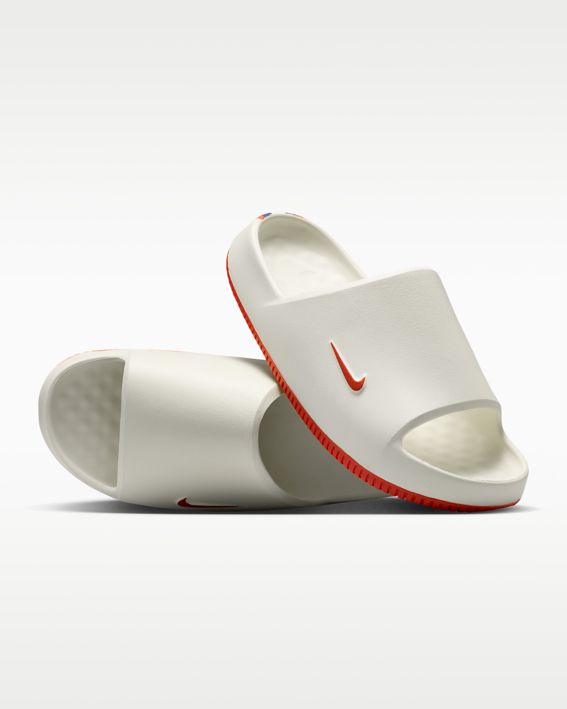 Nike Calm (Clemson) Men's College Slides - Sail/Sail/University Orange