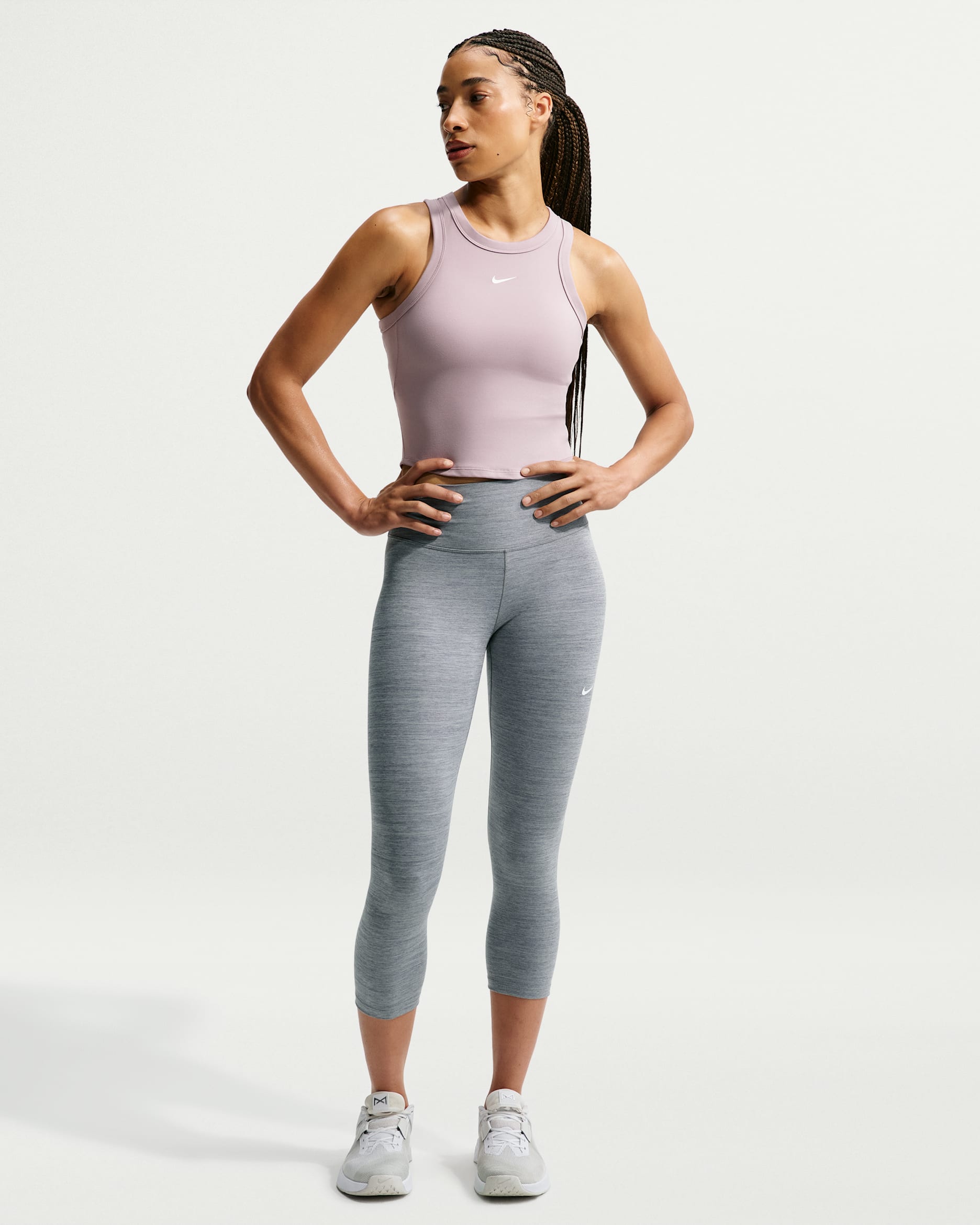 Nike One Women's High-Waisted Crop Leggings - Smoke Grey/Heather/White