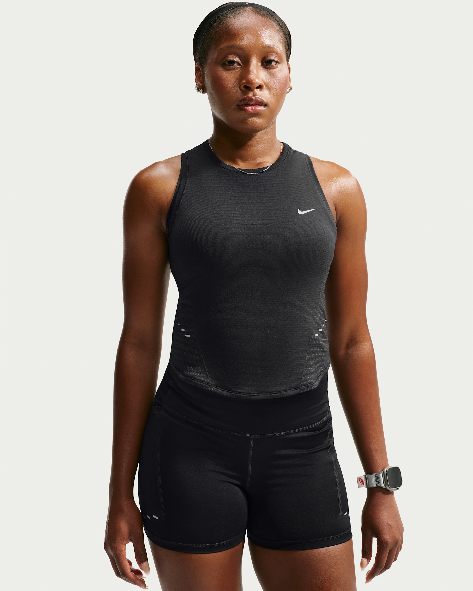 Nike Swift Women's Dri-FIT Seamless Cropped Running Tank Top - Black/Cool Grey