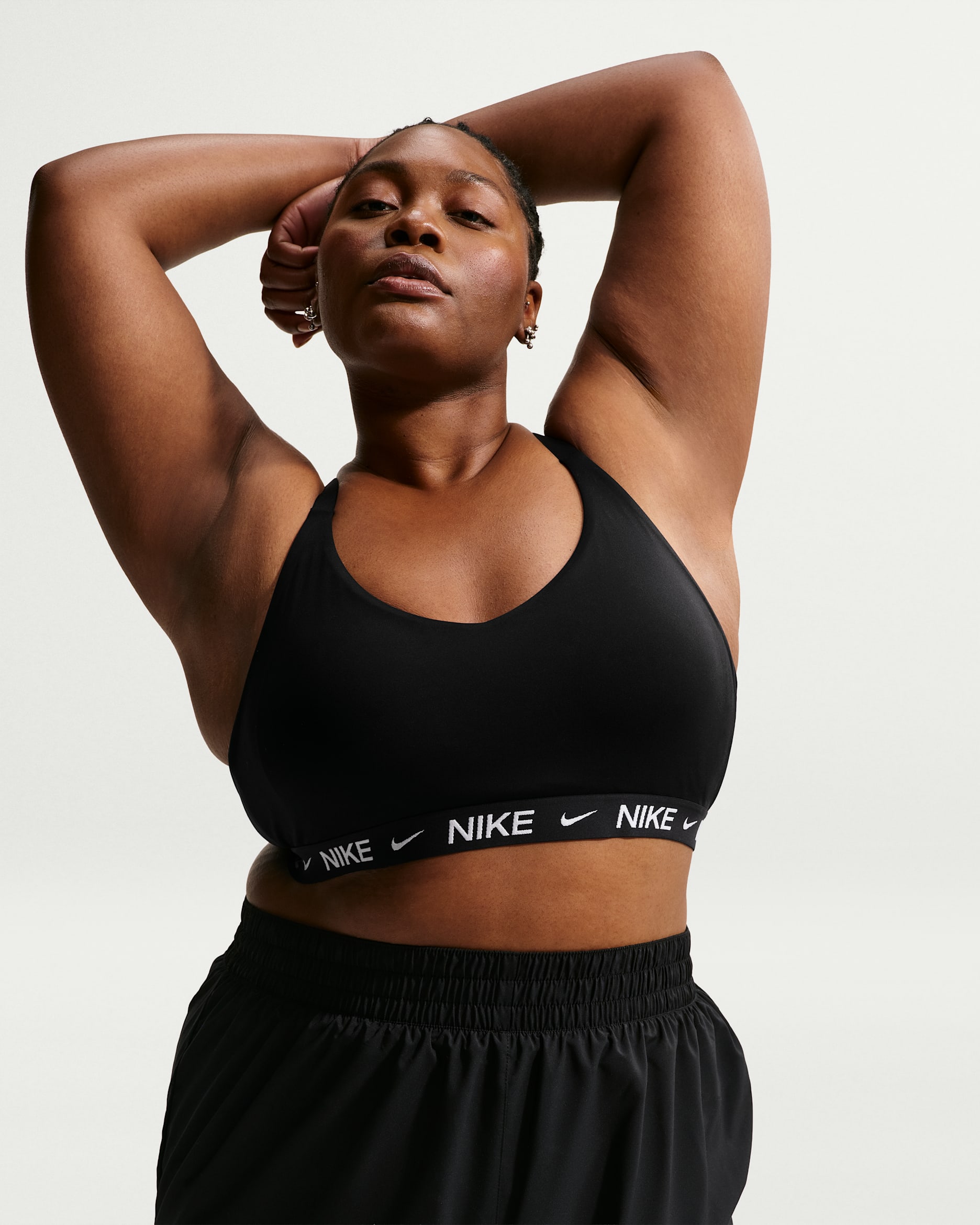 Nike Indy Light-Support Women's Padded Adjustable Sports Bra (Plus Size) - Black/Black/White