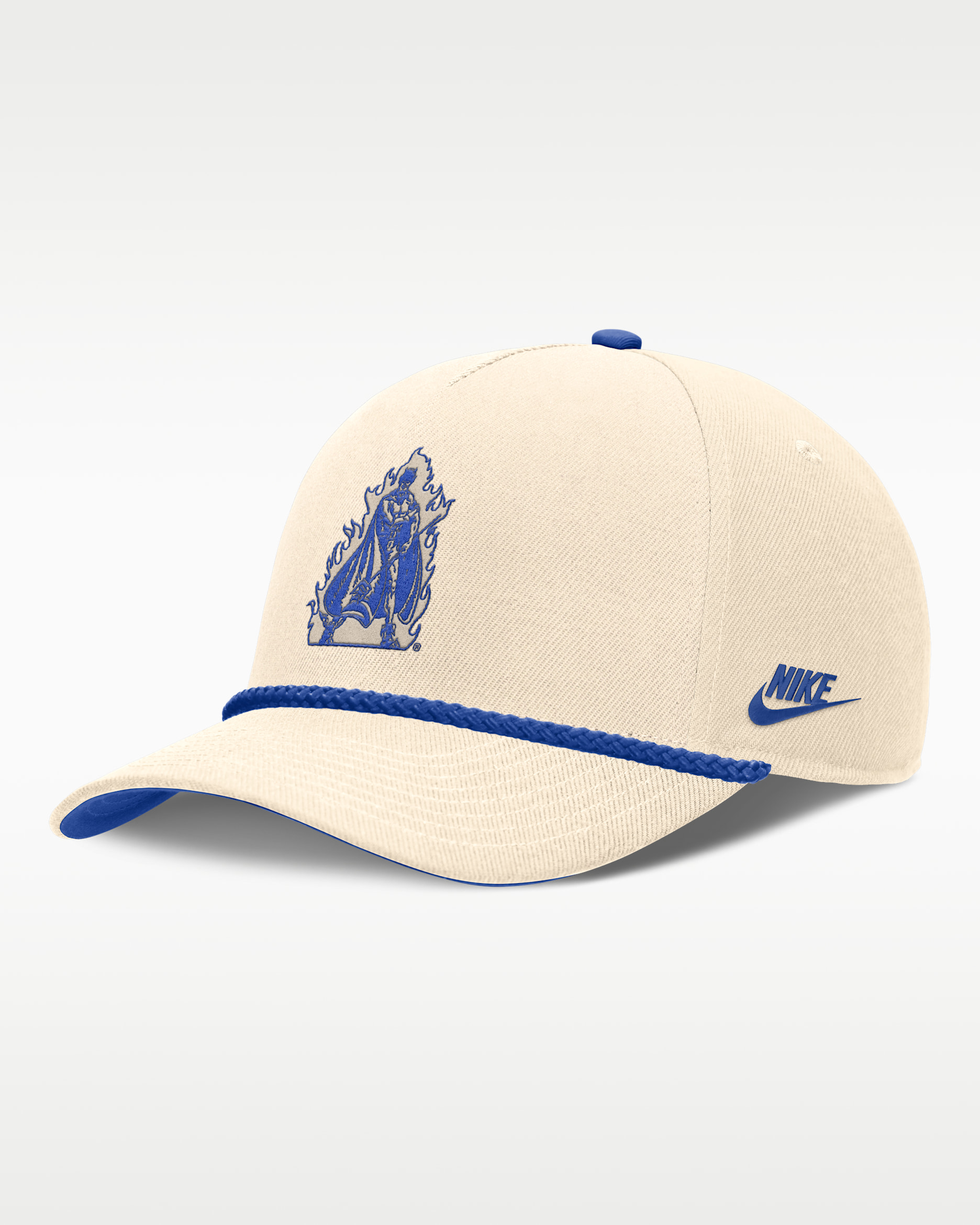 Duke Legacy Vintage Rope Rise Men's Nike College Adjustable Hat - Natural/Royal/Royal