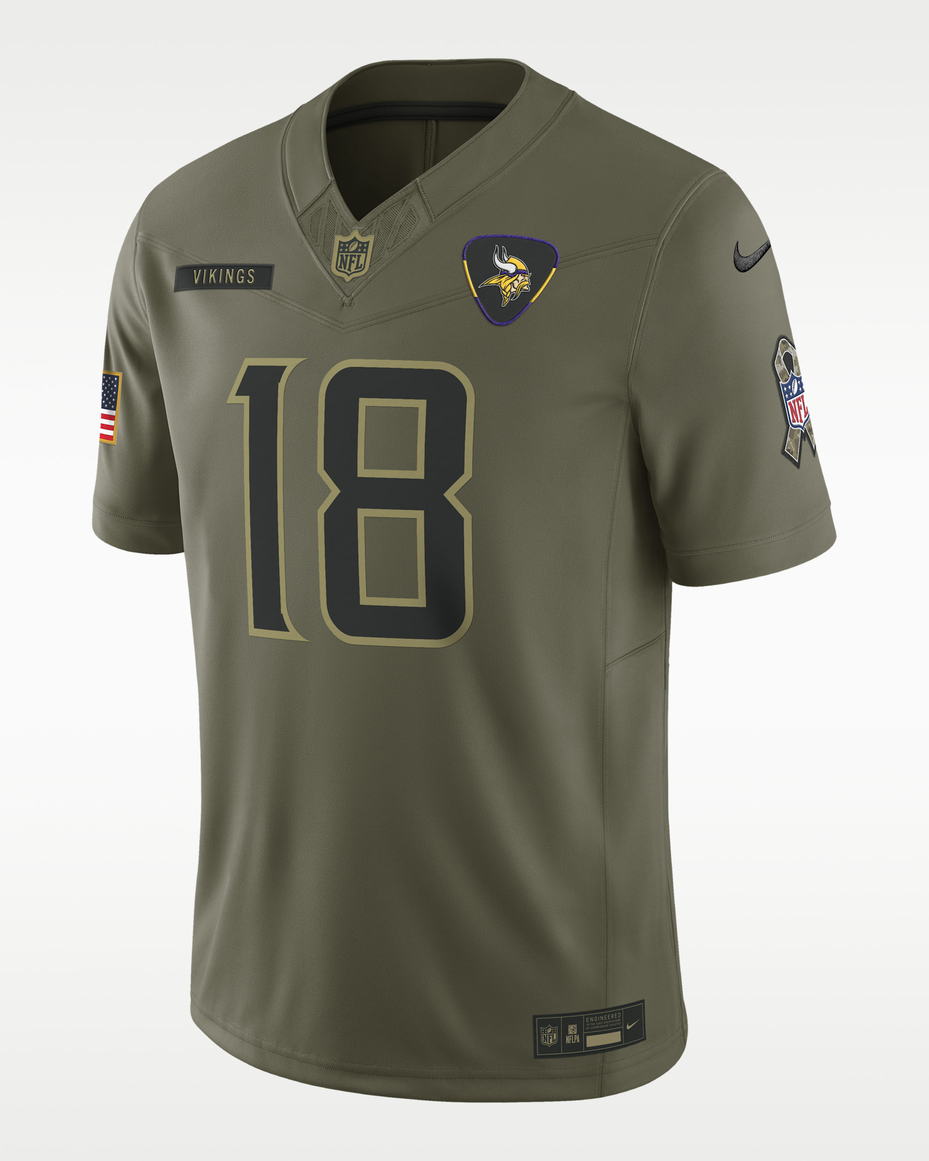 Justin Jefferson Minnesota Vikings Salute to Service Men's Nike Dri-FIT NFL Limited Jersey - Medium Olive