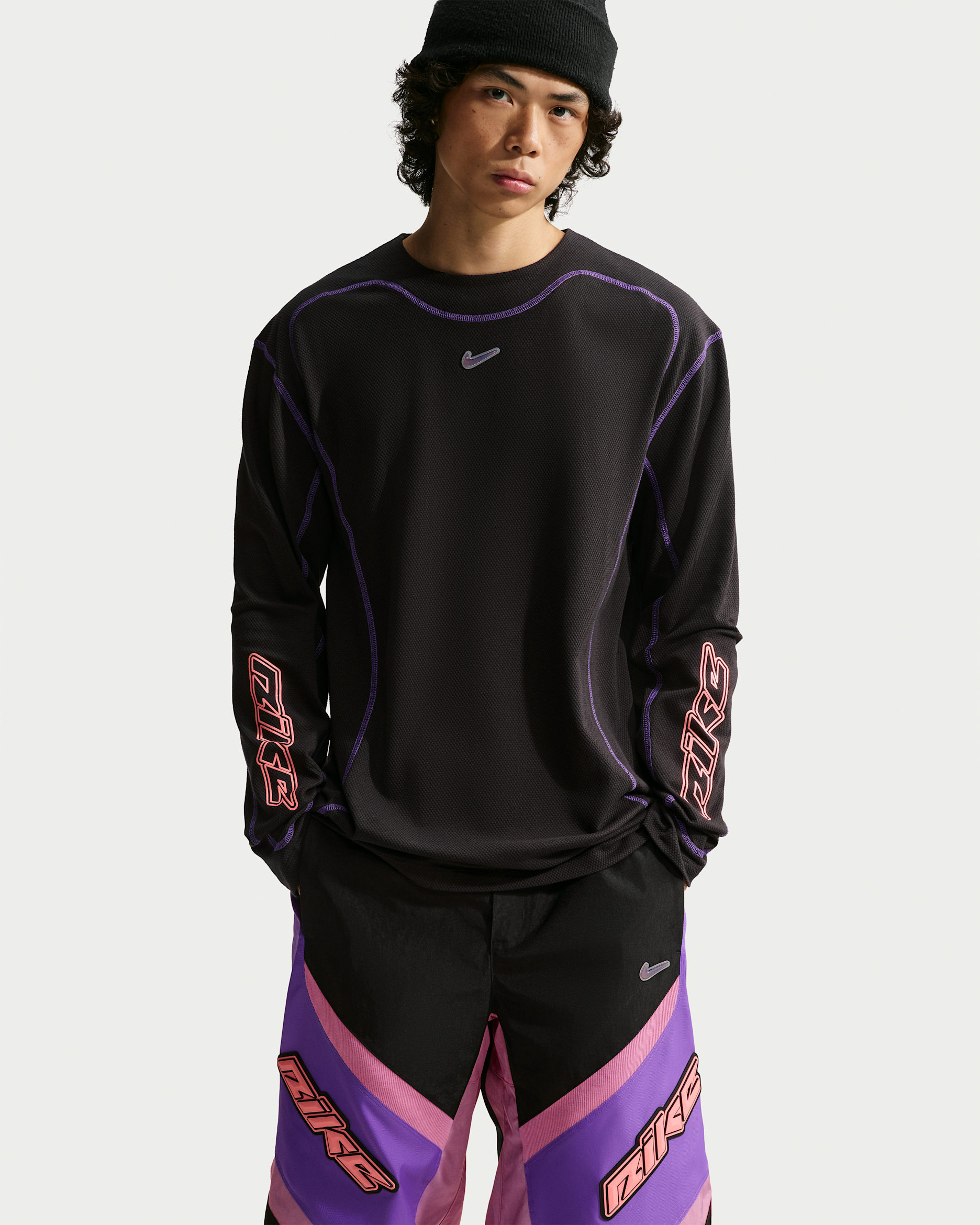 Nike Project F.R.O.G. Men's Bubble Long-Sleeve Waffle Top - Black/Hyper Grape/Atomic Pink
