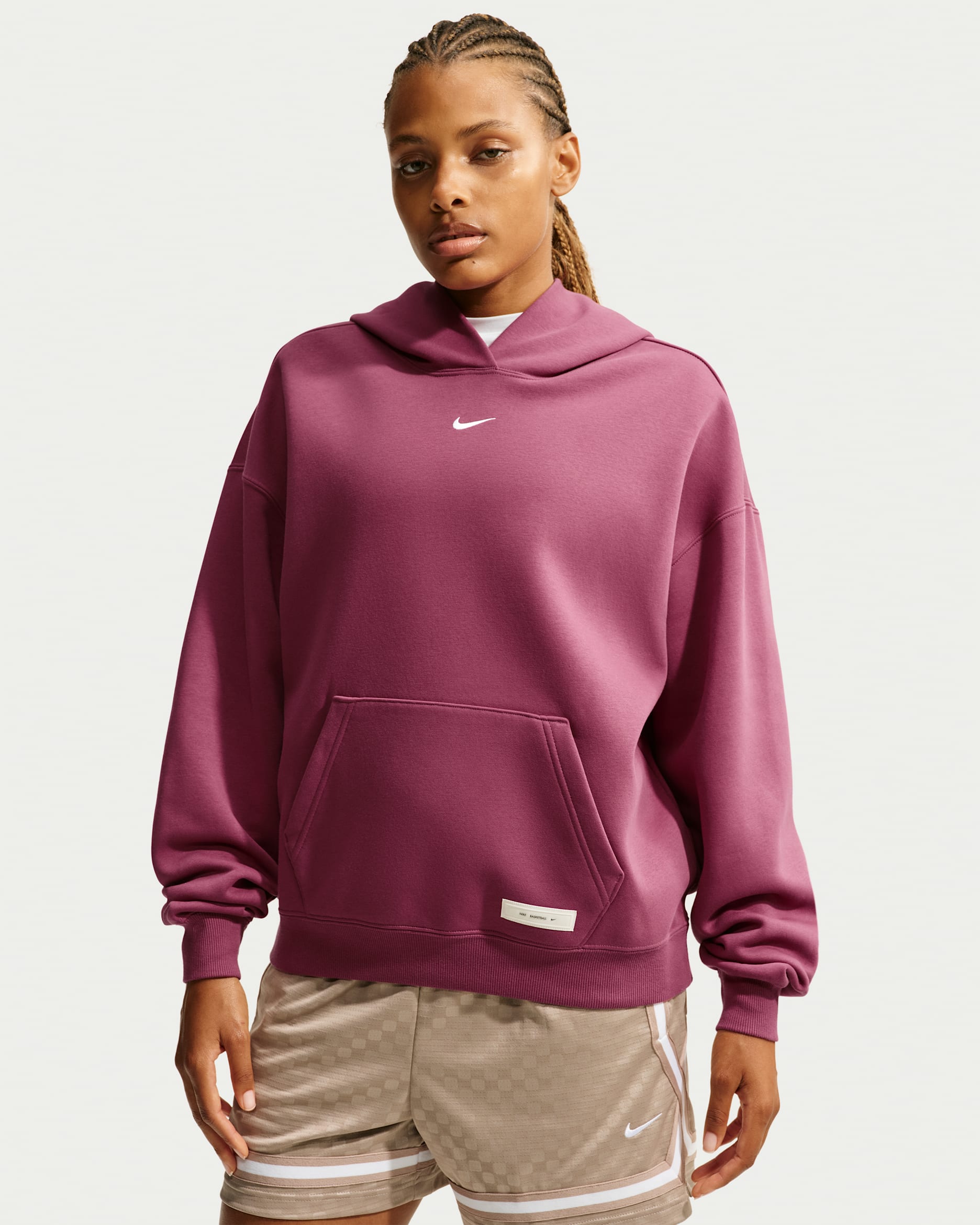 Nike Therma-FIT Basketbol Performans Kapüşonlu Kadın Üstü - Pink Smoke/Beyaz