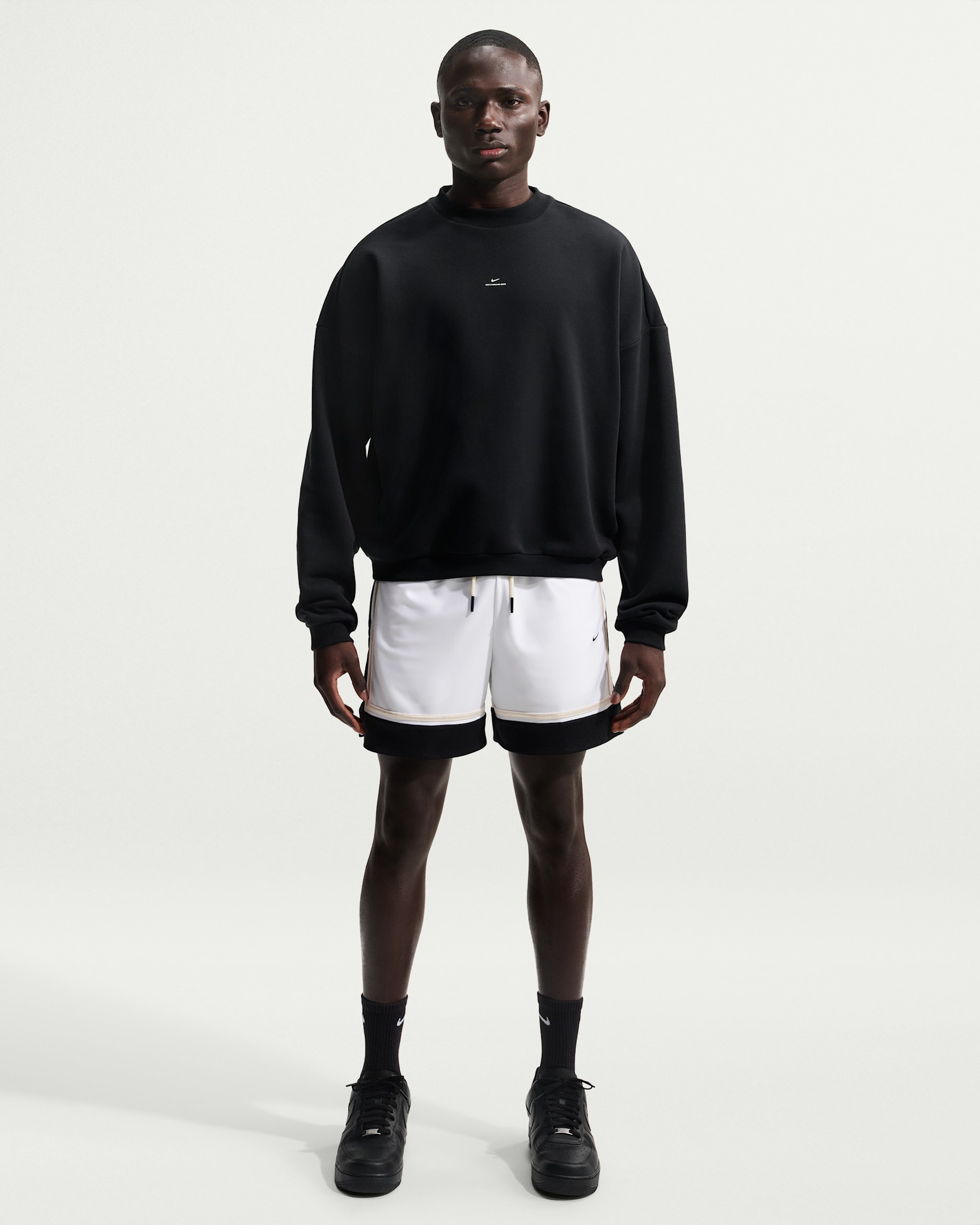 Shorts de básquetbol Dri-FIT de 15 cm para hombre Nike Standard Issue - Blanco/Negro/Marfil pálido/Negro