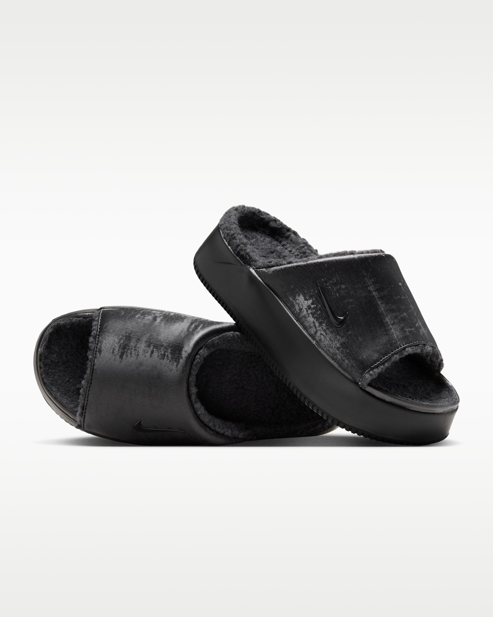 Nike Calm Elevation SE Faux Fur Women's Slides - Black/Black