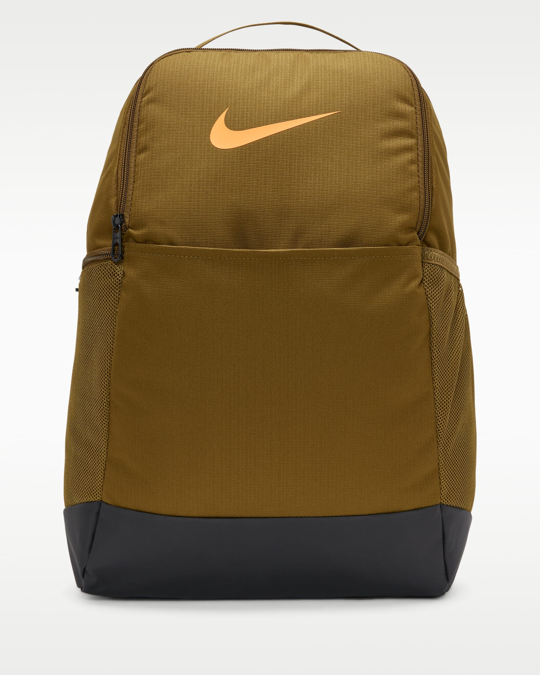 Nike Brasilia 9.5 訓練背包 (中型，24 公升) - Olive Flak/黑色/Vivid Orange