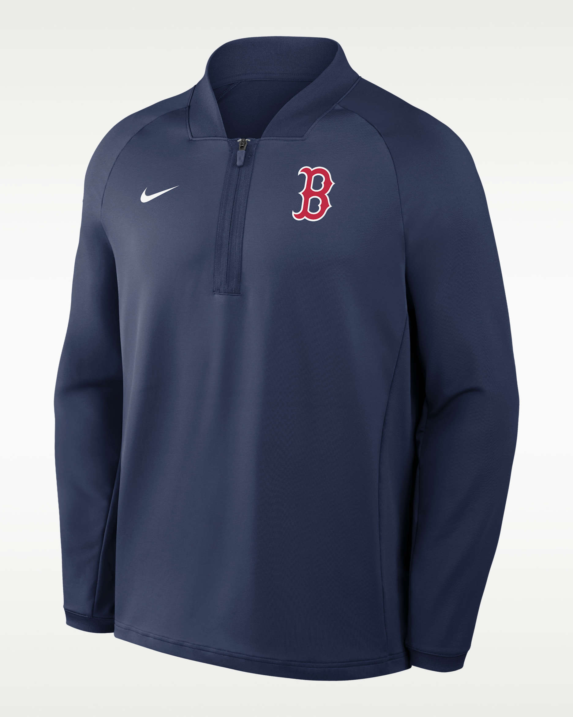 Playera de manga larga Nike Dri-FIT de la MLB de medio cierre para hombre Boston Red Sox Authentic Collection - Azul marino