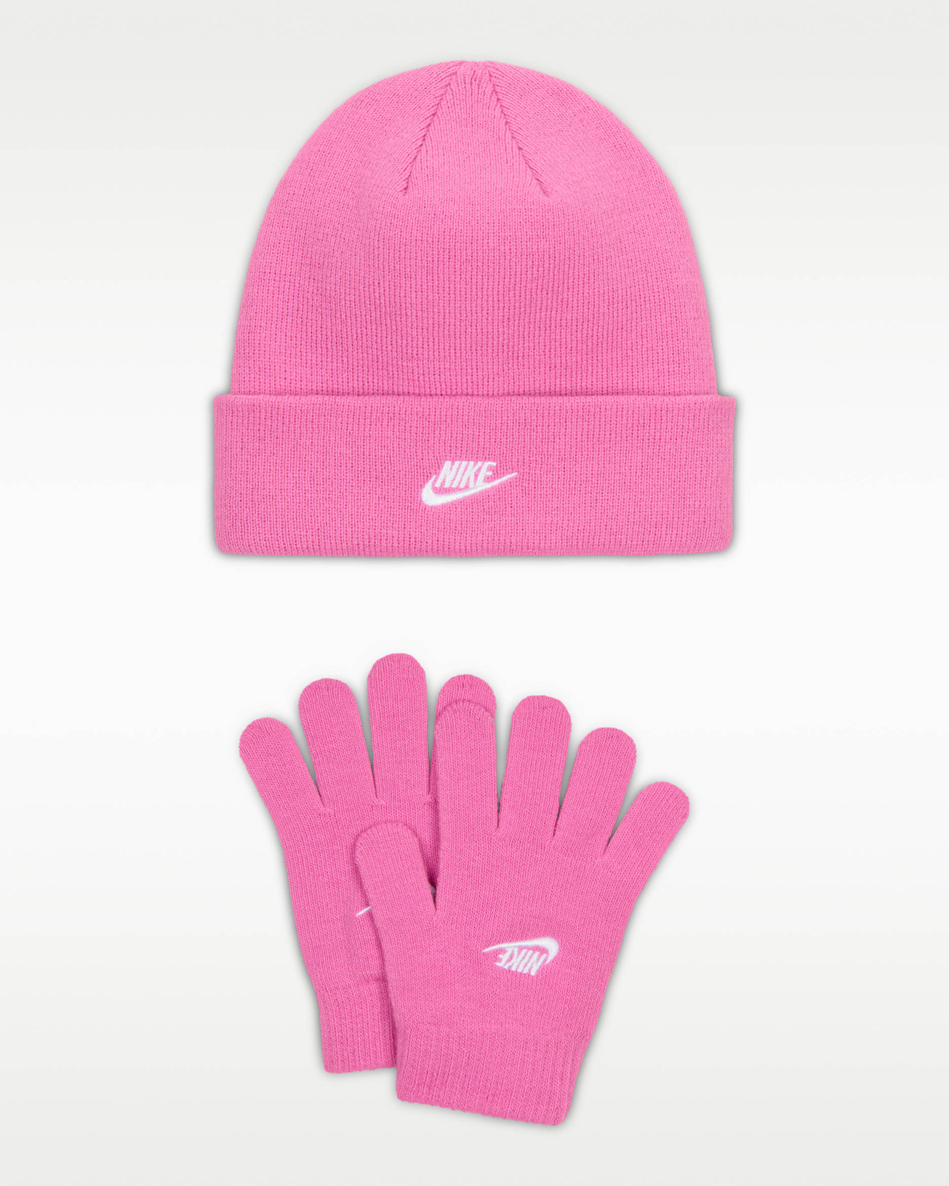 Conjunto de gorro y guantes Club para niños talla grande Nike - Rosa