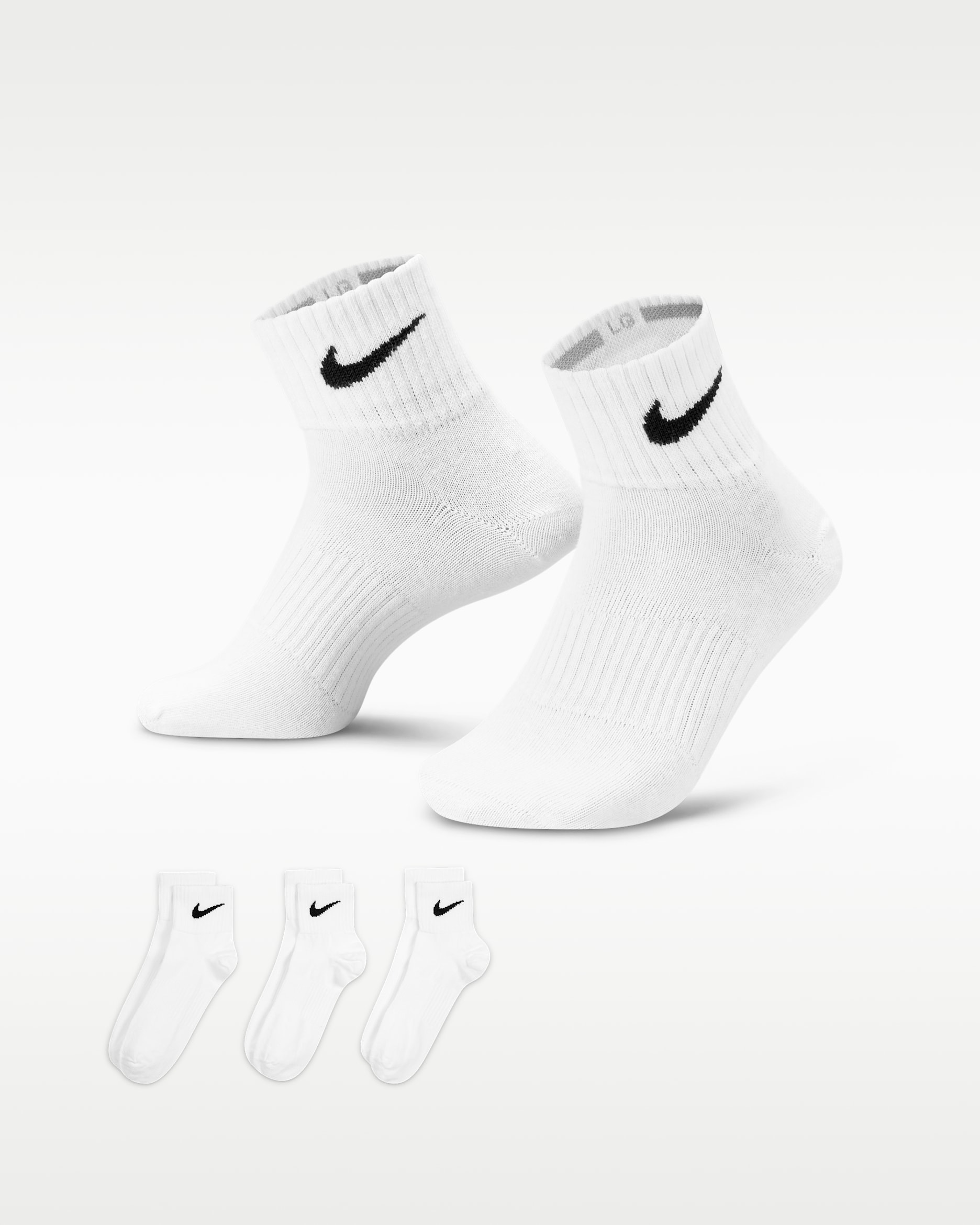 ナイキ パフォーマンス ライトウェイト トレーニング アンクル ソックス (3足) - ホワイト/ブラック