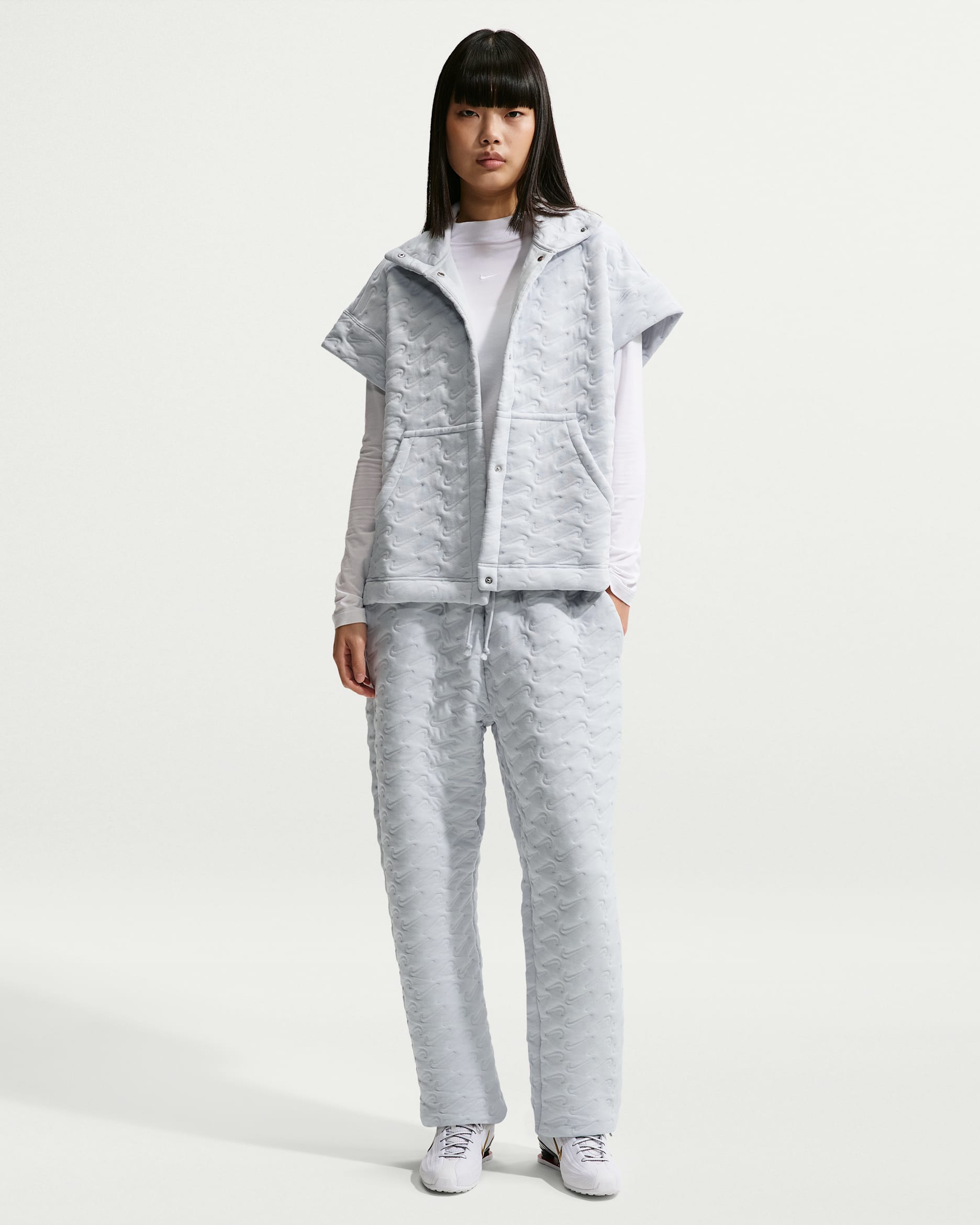 Nike Sportswear Phoenix Fleece Women's Oversized High-Waisted Jacquard Pants - Pure Platinum/World Indigo
