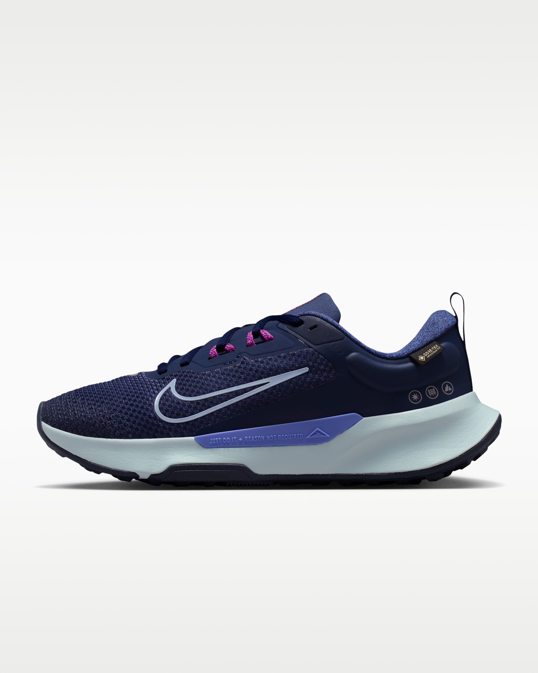 Sapatilhas de running para trilhos à prova de água Nike Juniper Trail 2 GORE-TEX para mulher - Midnight Navy/Sapphire/Roxo Vivid/Azul Glacier