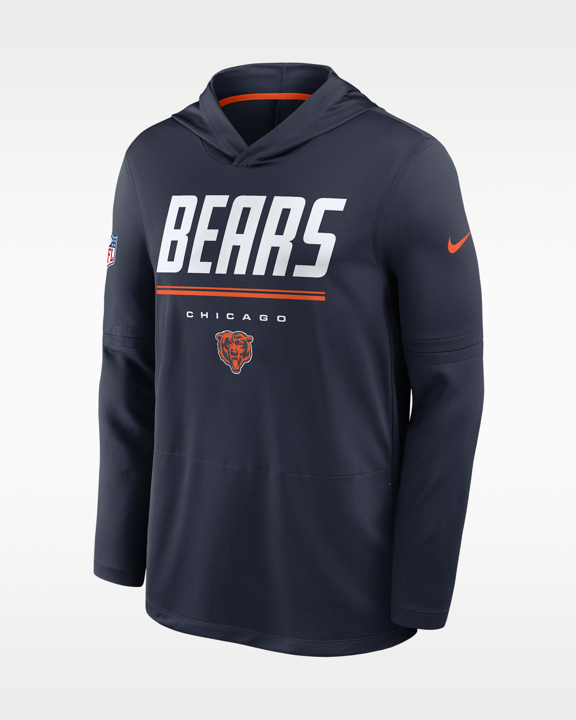 Chicago Bears Sideline Men's Nike Dri-FIT NFL Long-Sleeve Hooded Top - Navy