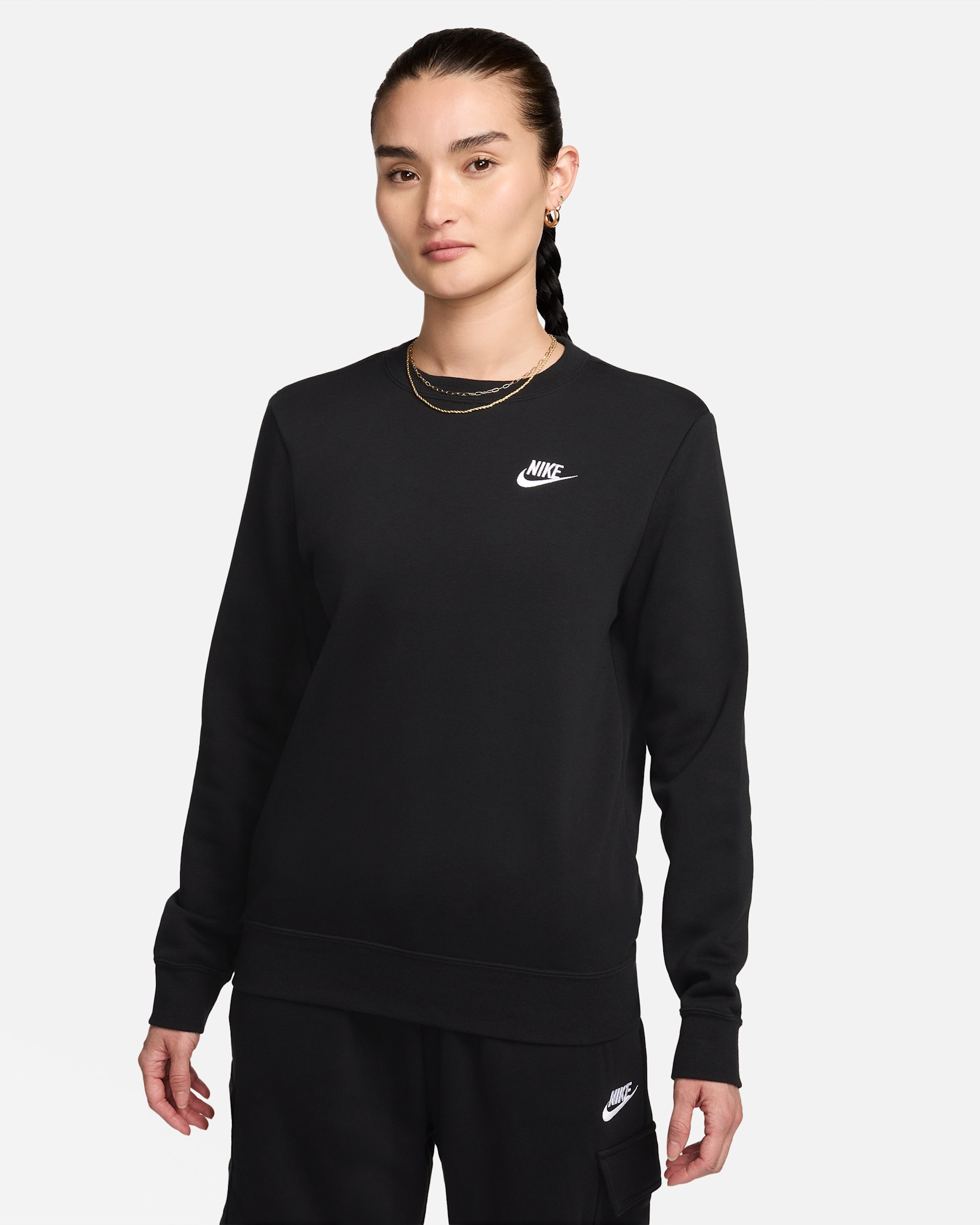 Nike Sportswear Club Fleece Women's Crew-Neck Sweatshirt - Black/White