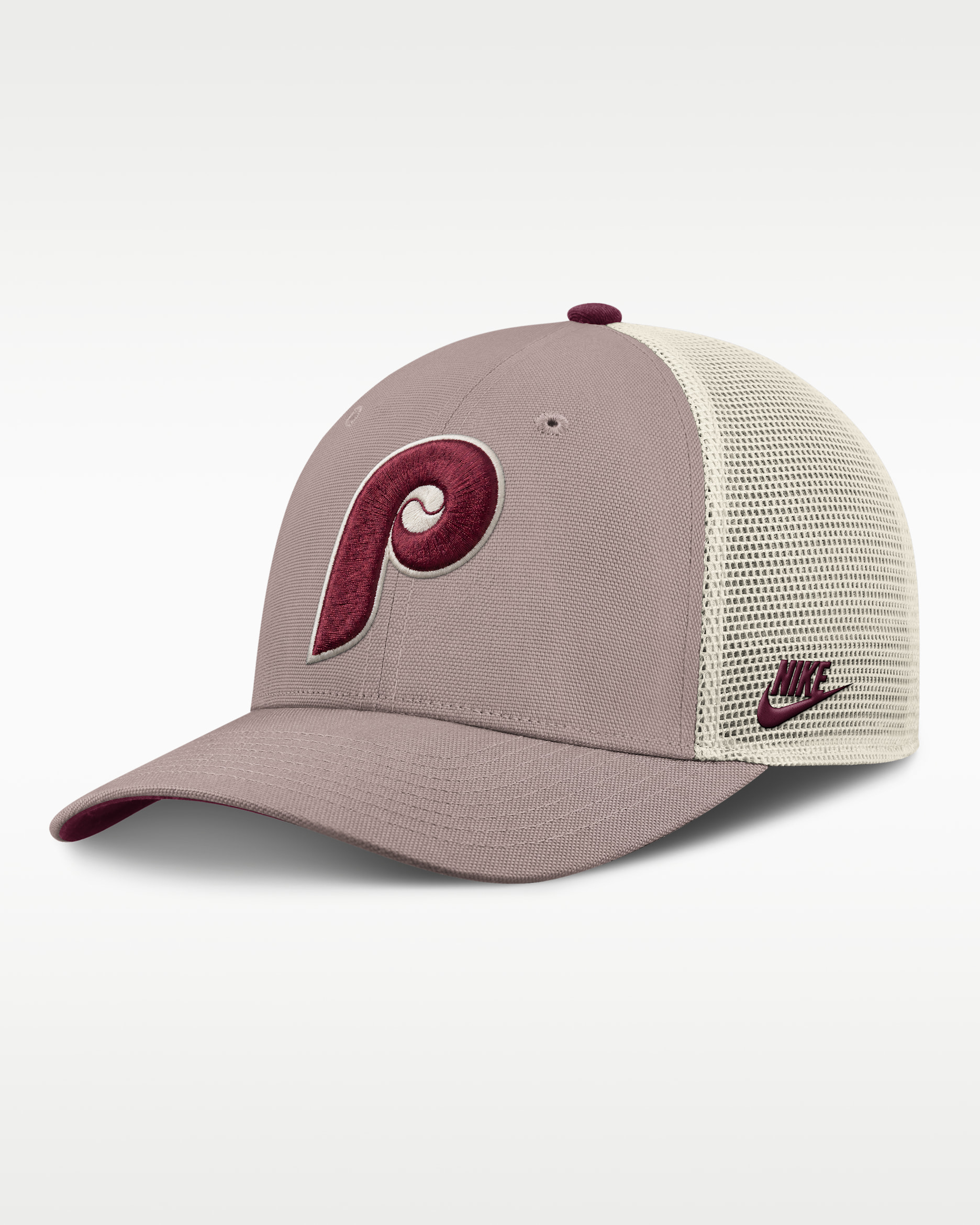 Philadelphia Phillies Cooperstown Rise Men's Nike MLB Adjustable Trucker Hat - Khaki