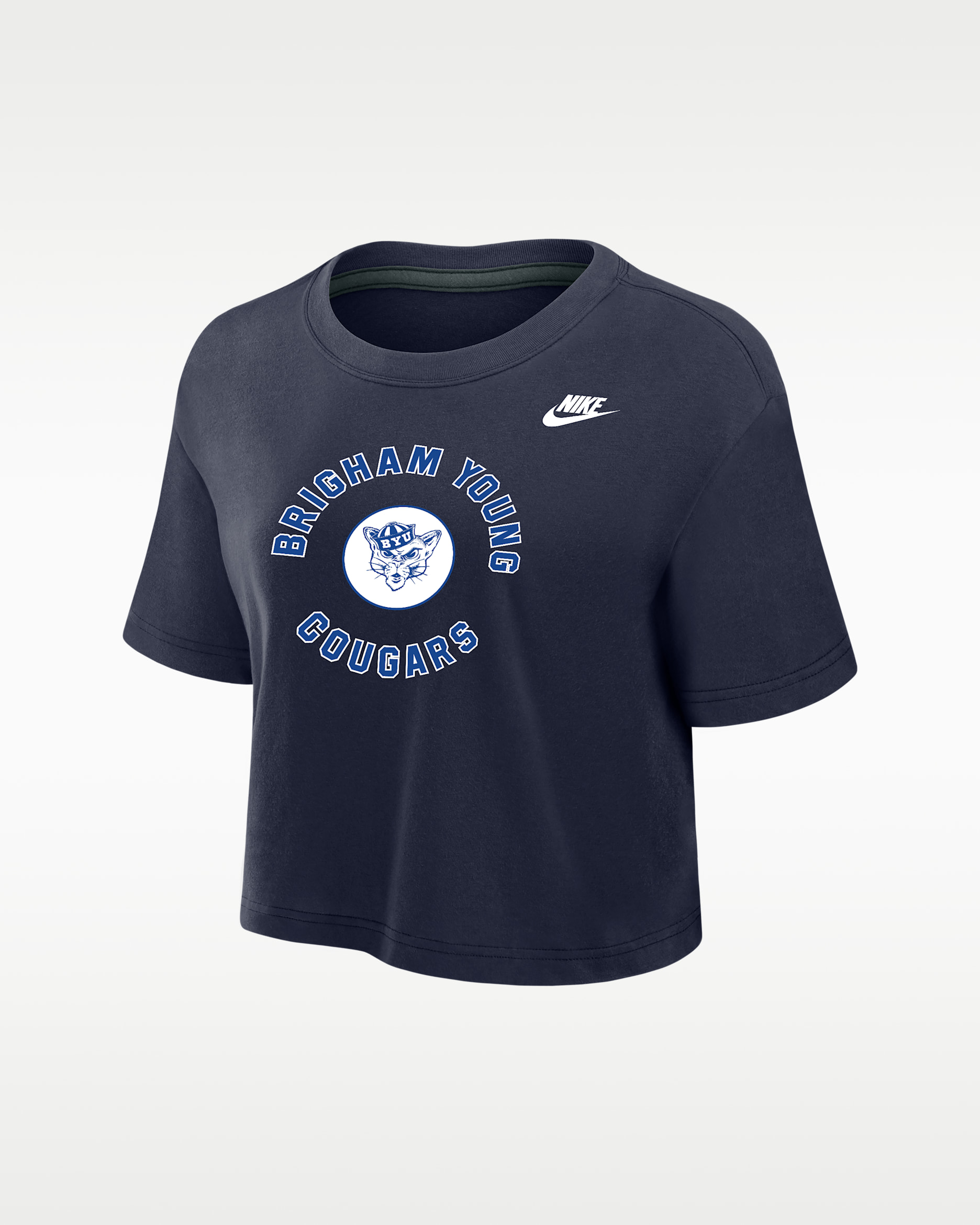 BYU Cougars Women's Nike Dri-FIT Cropped T-Shirt - College Navy