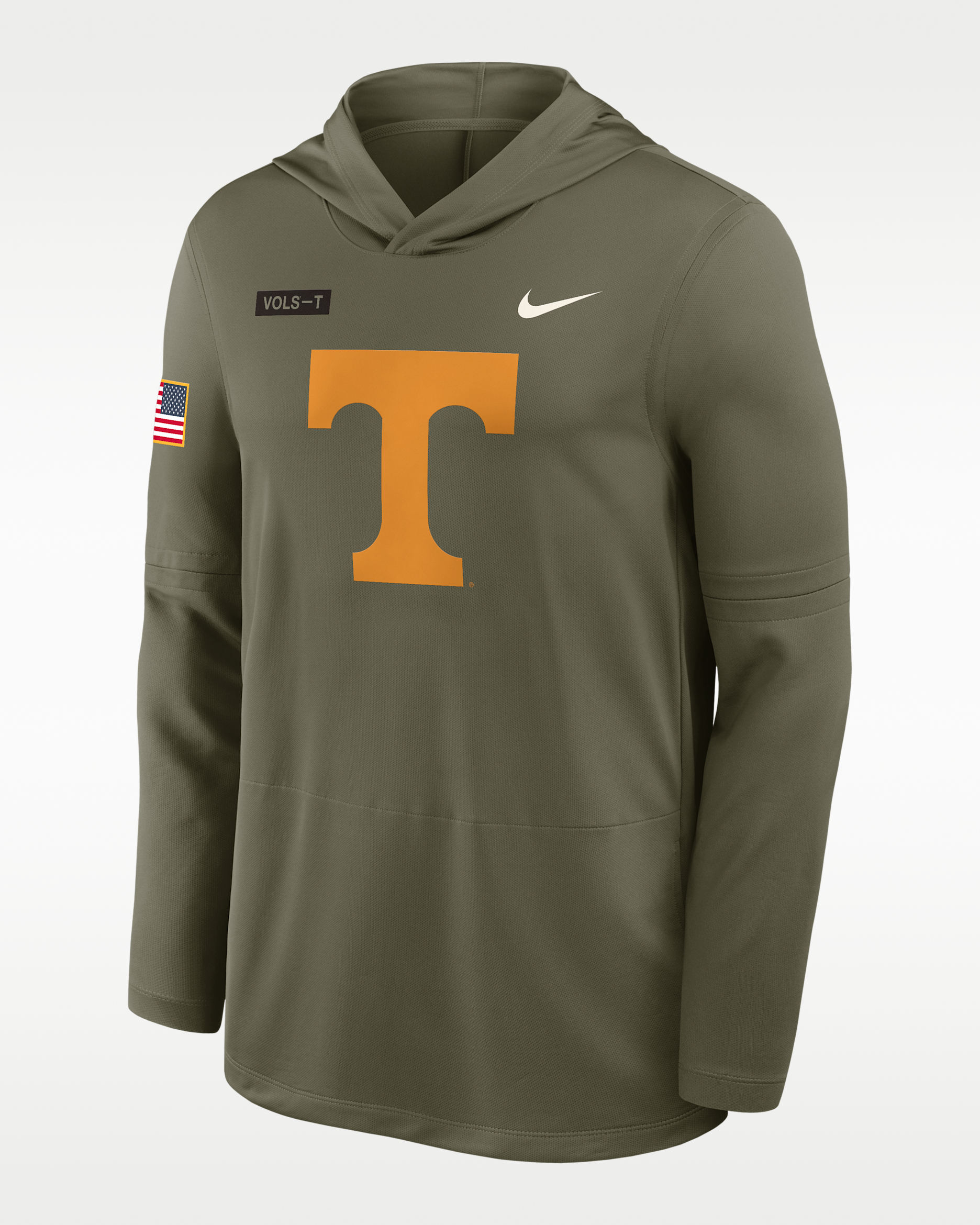 Tennessee 2025 Military Appreciation Men's Nike Dri-FIT College Long-Sleeve Hooded Top - Olive