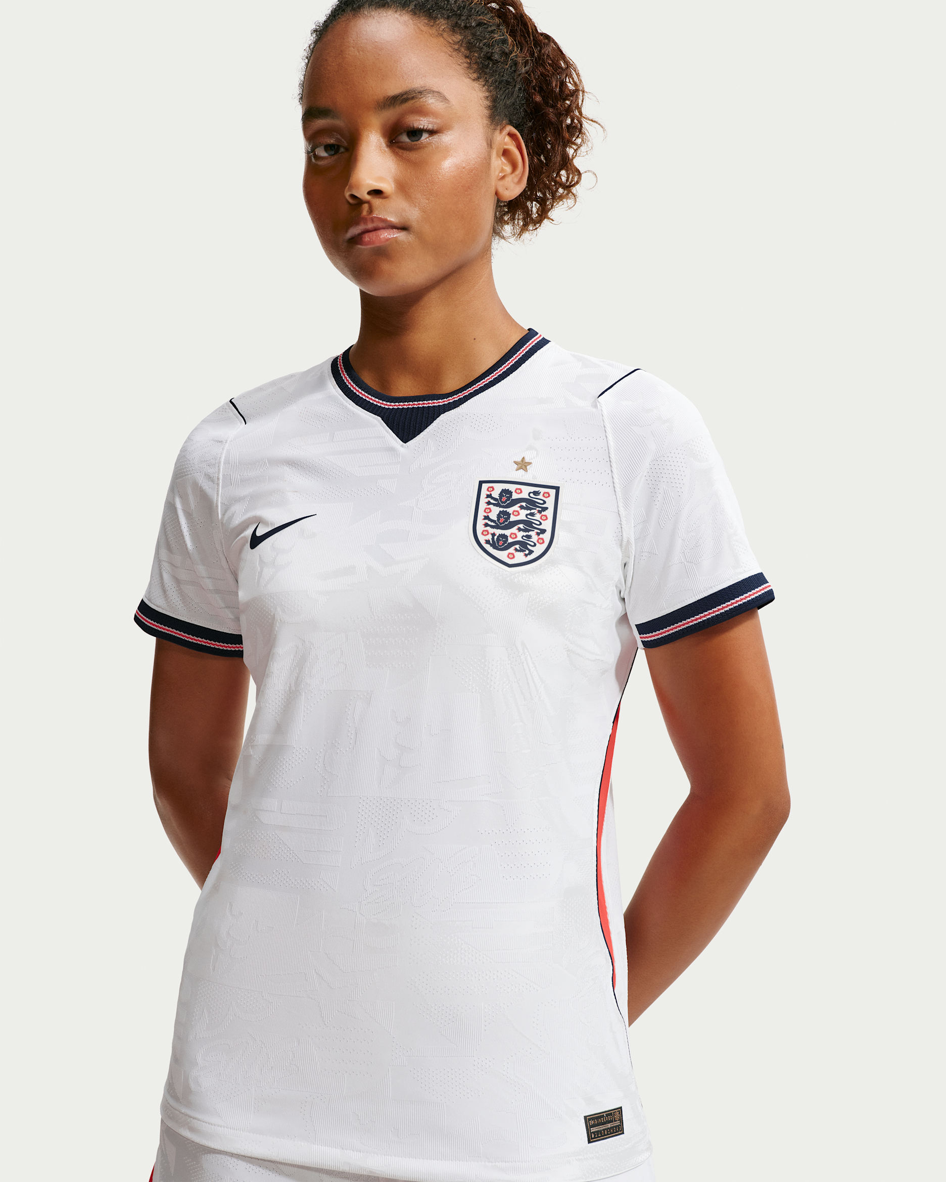 England National Team 2026 Match Home Women's Nike Aero-FIT Football Shirt - White/Speed Red/Obsidian/Obsidian