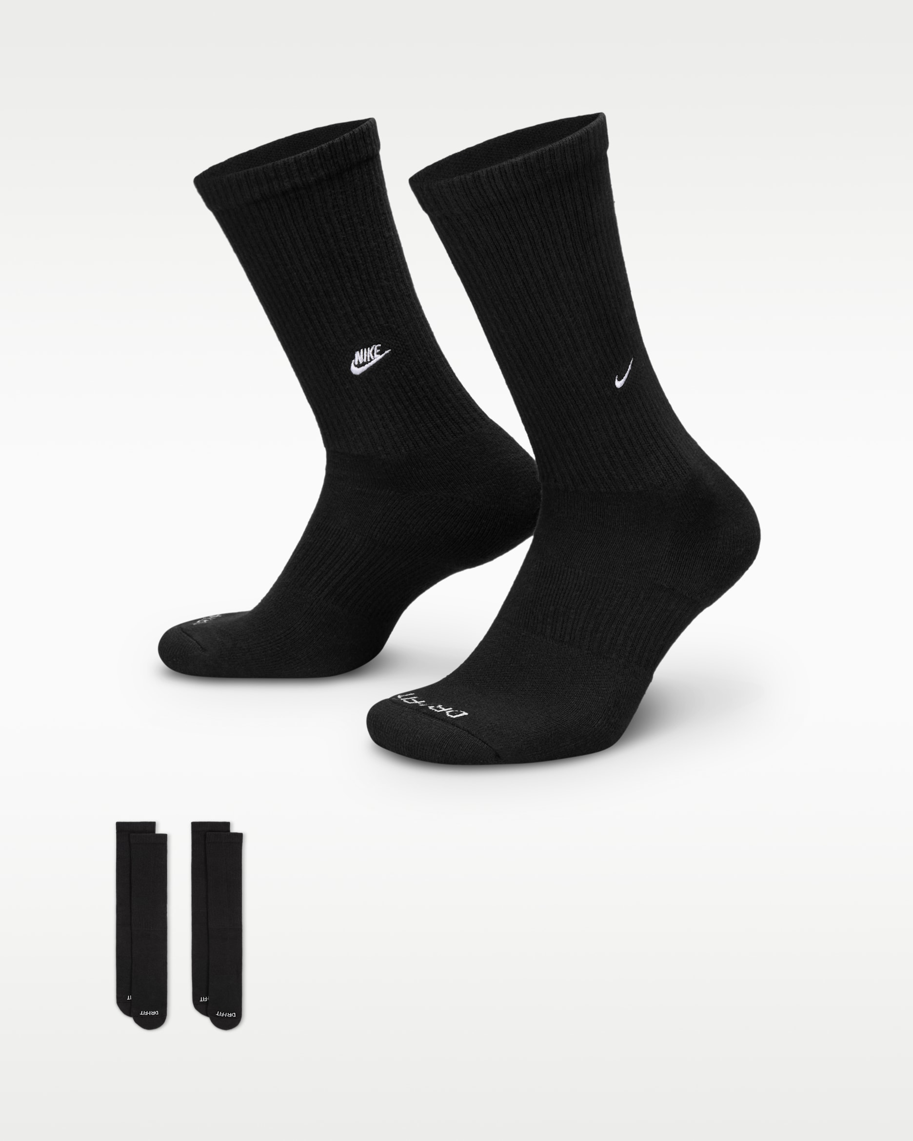 Nike Everyday Cushioned Crew Socks (2 Pairs) - Black/White