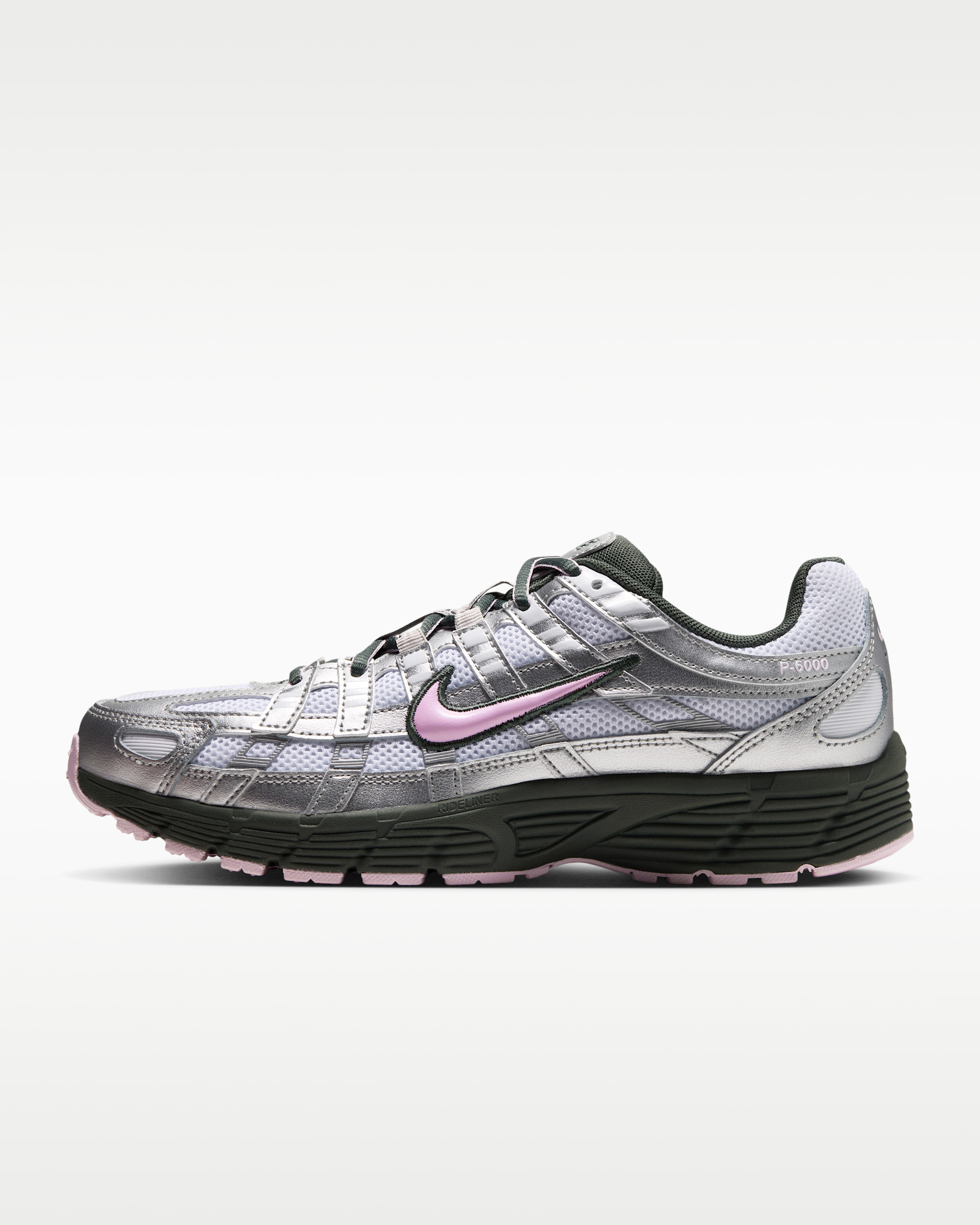 Nike P-6000 Women's Shoes - White/Metallic Silver/Camo Green/Pink Foam