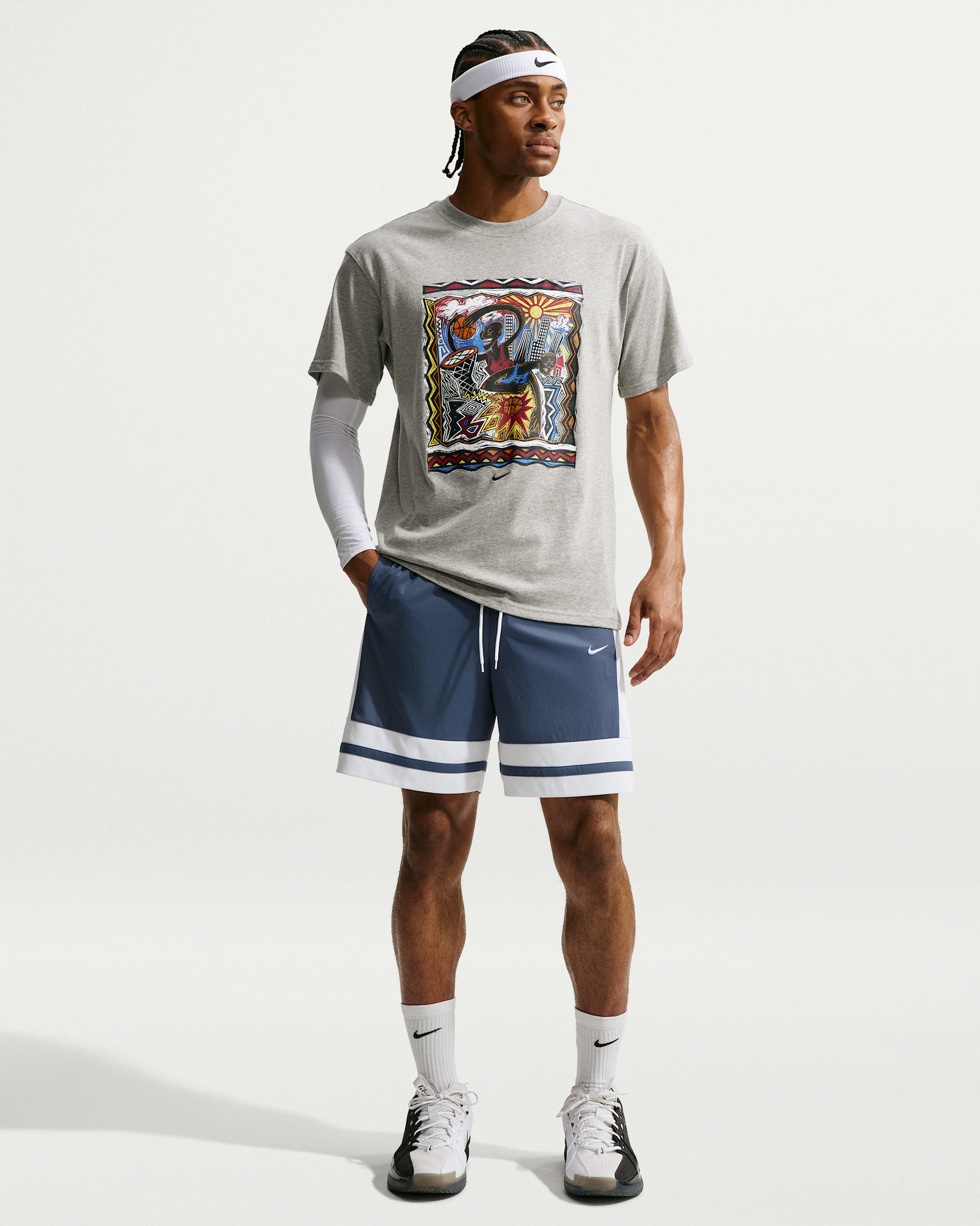 Nike Men's Dri-FIT 8" Basketball Shorts - Diffused Blue/White/Diffused Blue/White