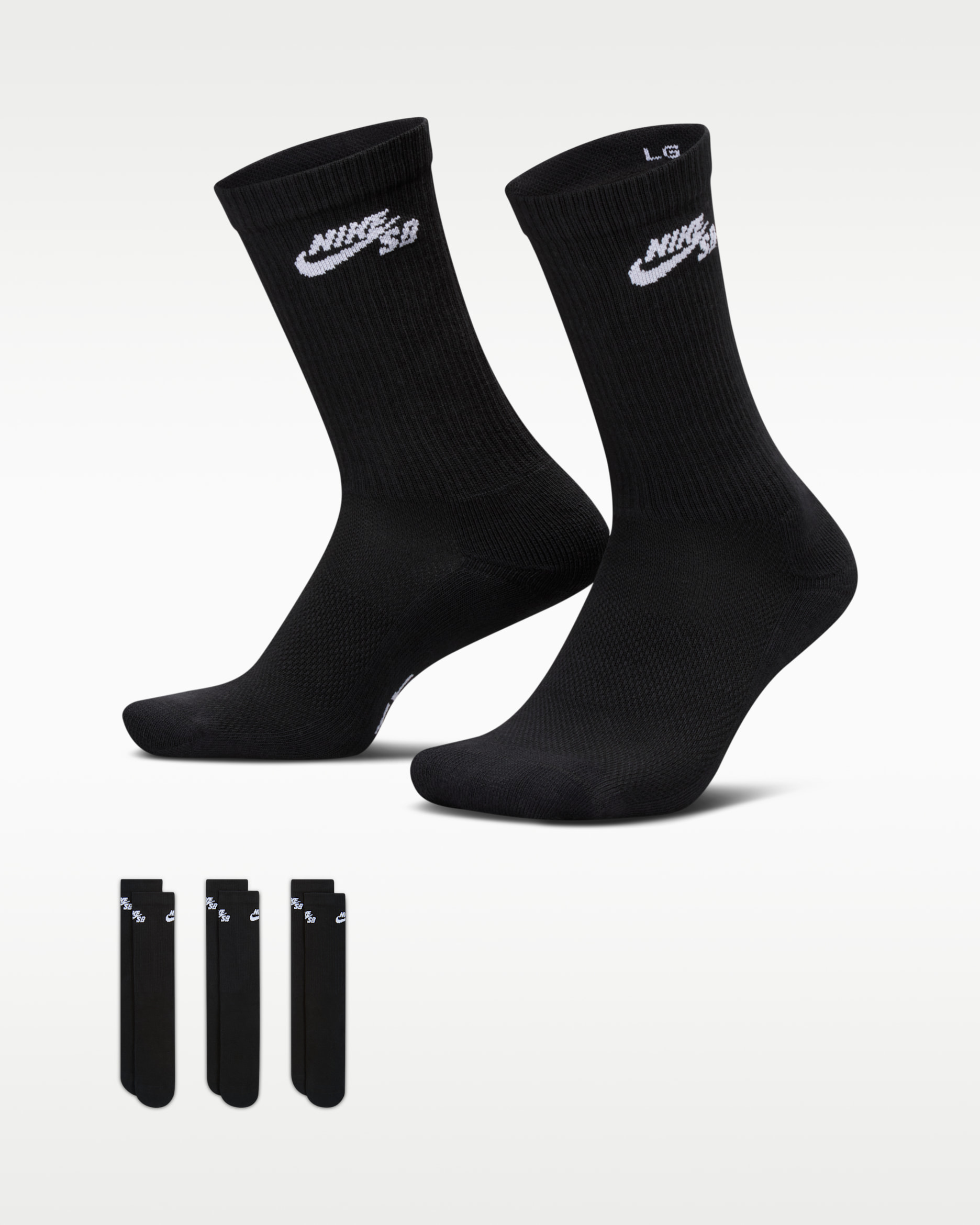 Nike SB Everyday Elevated Skate Socks (3 Pairs) - Black
