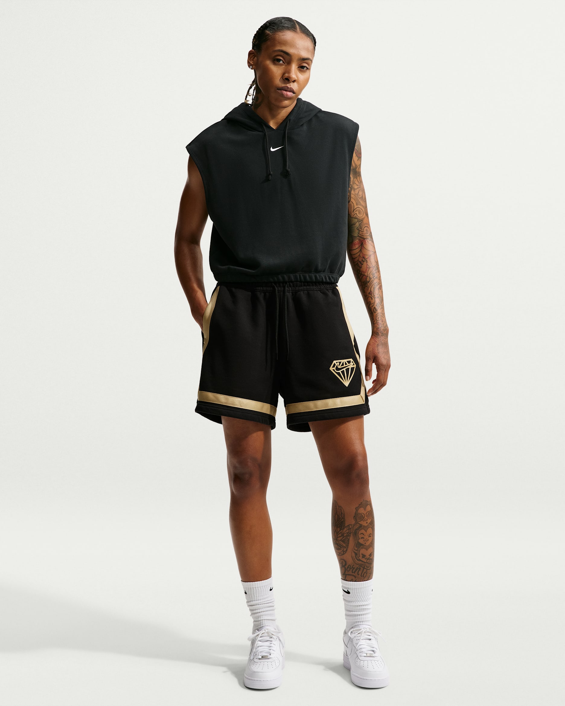 Nike Crossover Women's 5" Fleece Basketball Shorts - Black/Club Gold/Club Gold