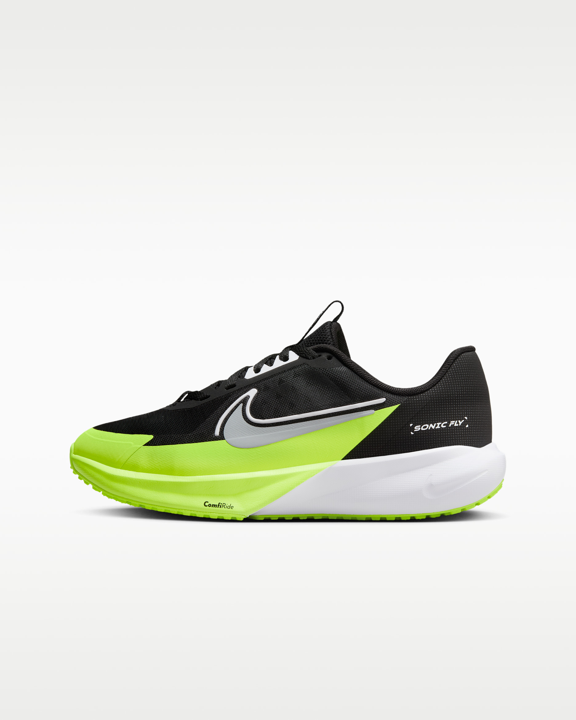 Nike Sonic Fly Big Kids' Running Shoes - Black/White/Volt/Wolf Grey