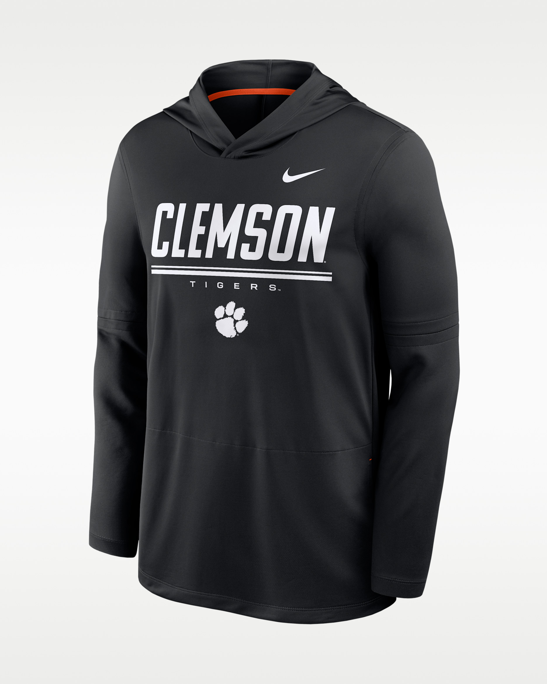 Clemson Sideline Men's Nike Dri-FIT College Long-Sleeve Hooded Top - Black/University Orange
