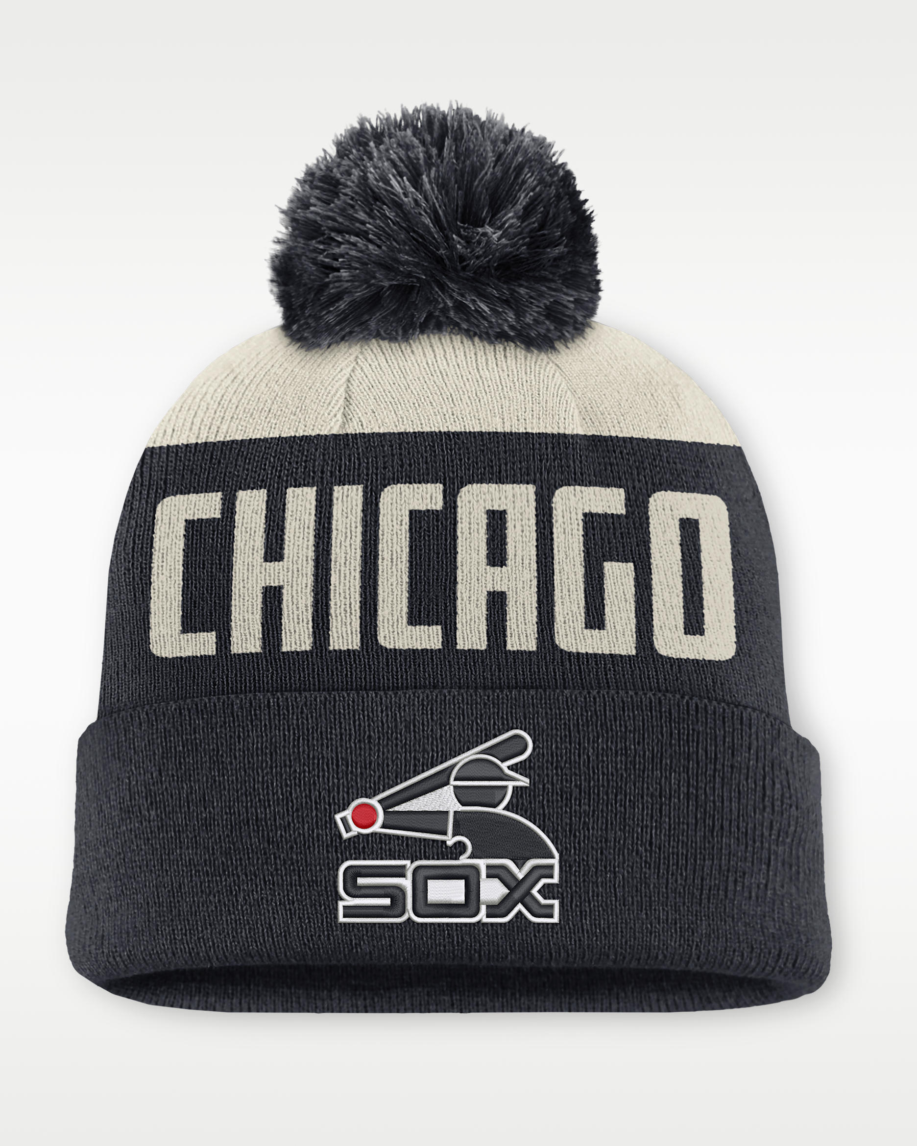 Chicago White Sox Cooperstown Peak Men's Nike MLB Cuffed Pom Beanie - White/Dark Blue