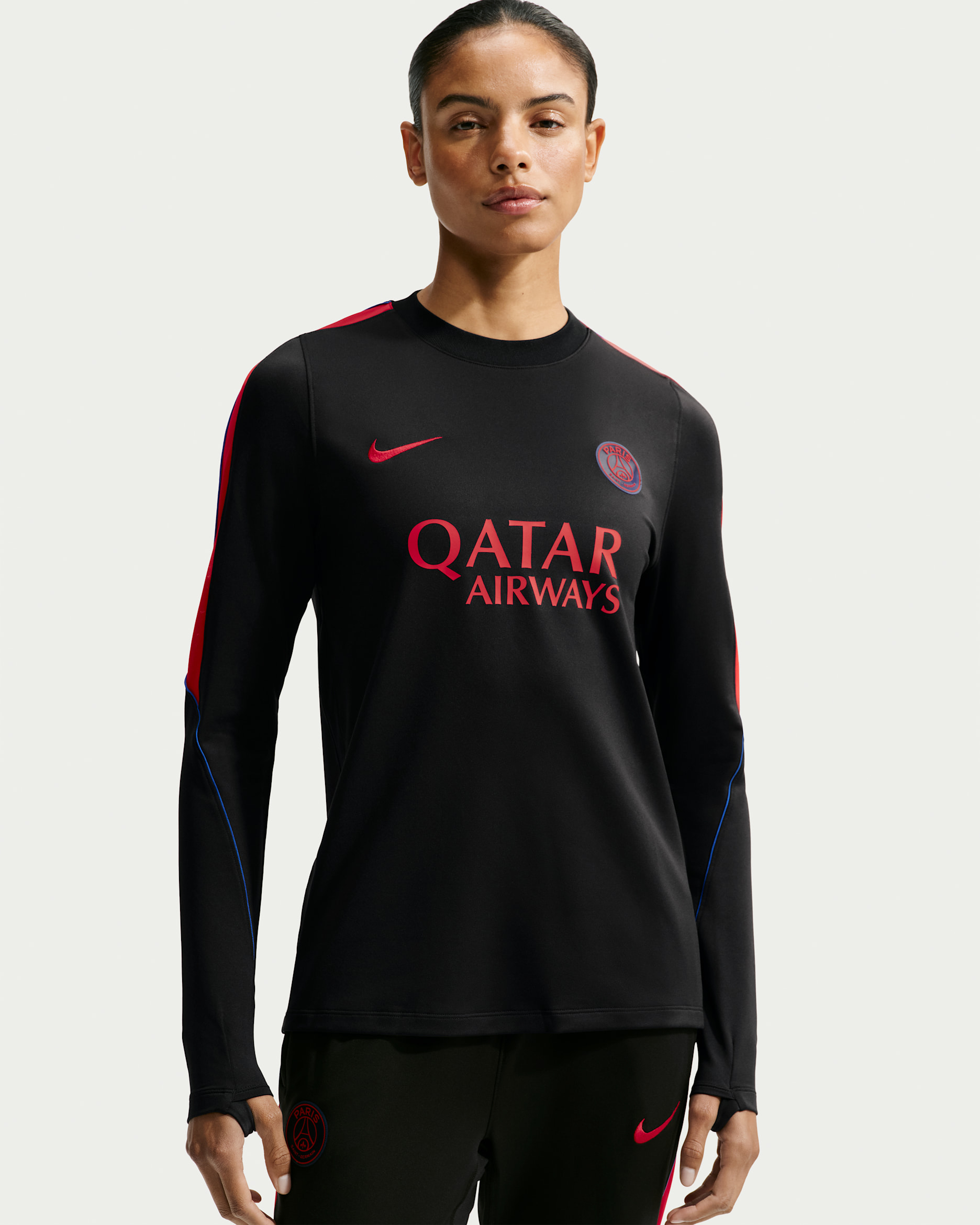 Fotbollströja Paris Saint-Germain Strike Nike Dri-FIT med rund hals för kvinnor - Svart/Global Red/Global Red