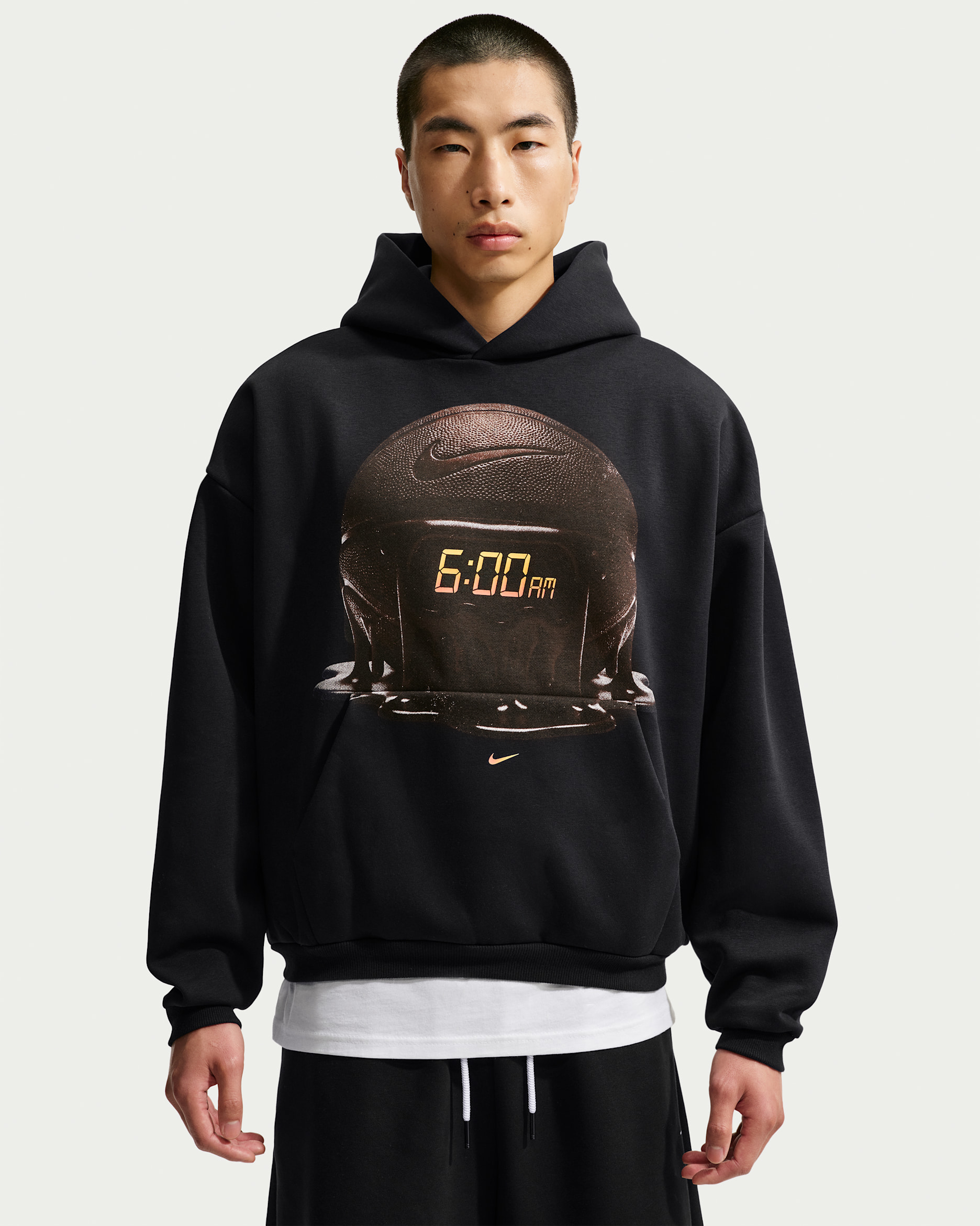 Nike Standard Issue Men's Brushed Pullover Basketball Hoodie - Black/Topaz Gold