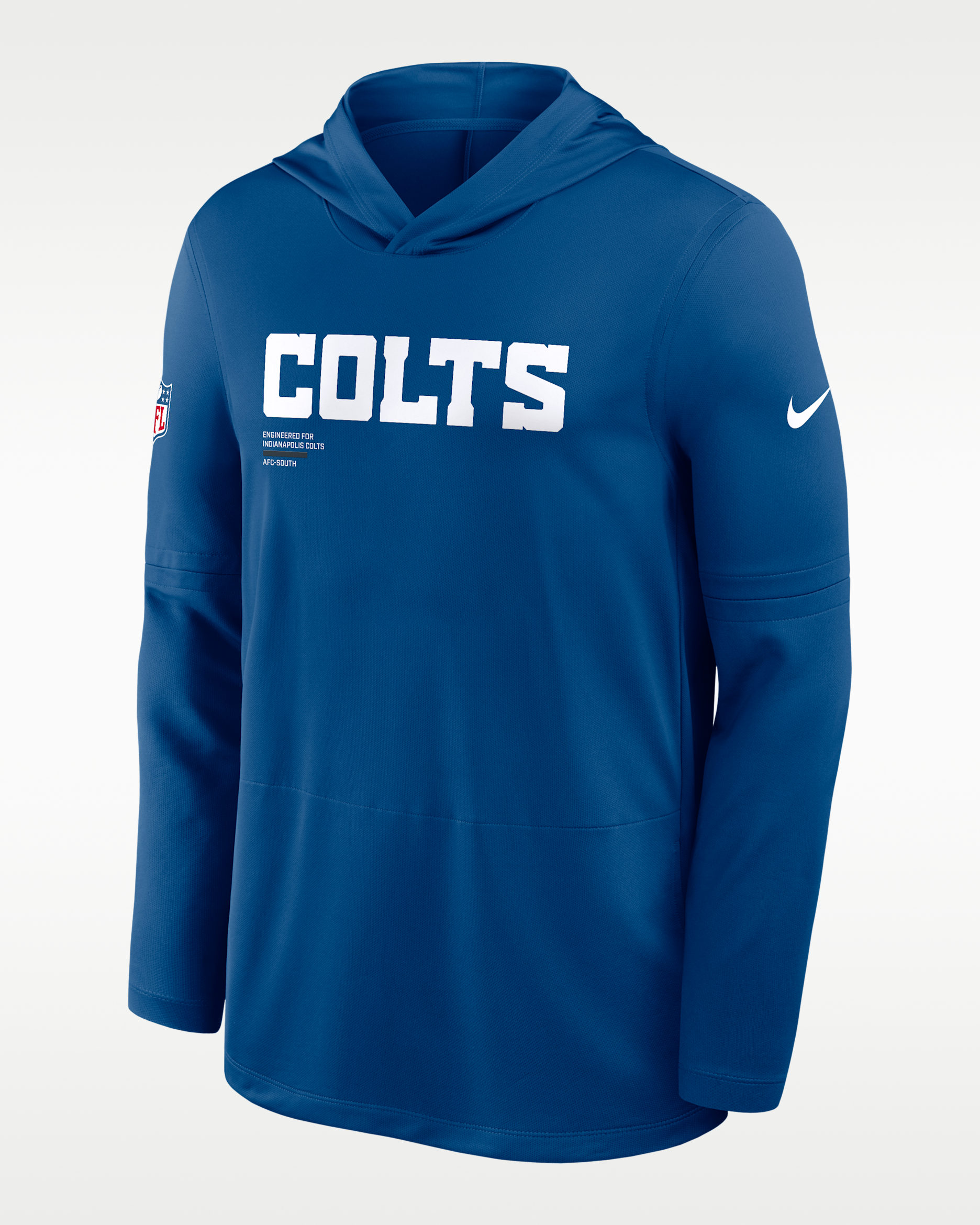 Indianapolis Colts Pure Fury Sideline Men's Nike Dri-FIT NFL Long-Sleeve Hooded Top - Royal