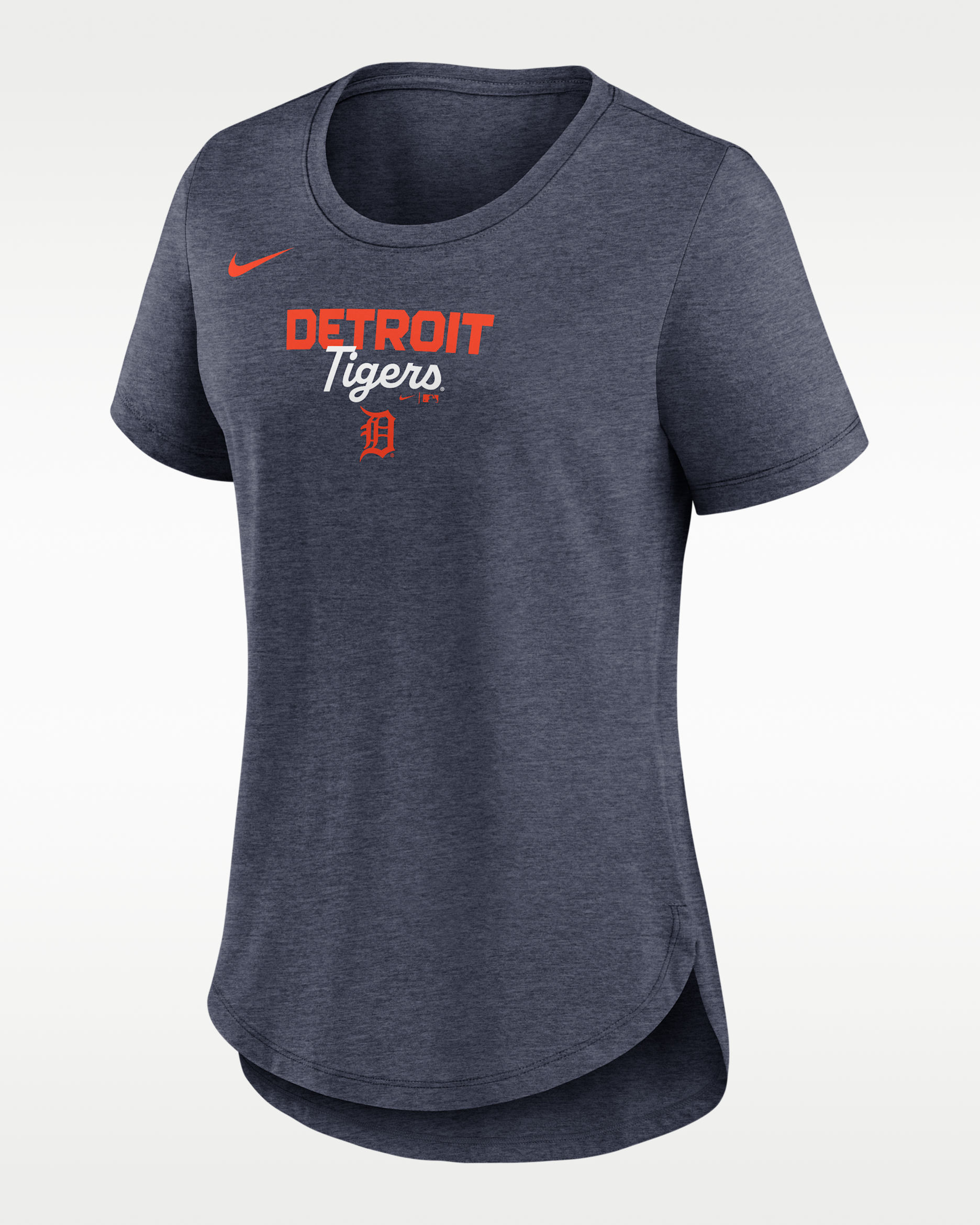 Detroit Tigers Arched Team Name Women's Nike MLB T-Shirt - Navy Heather
