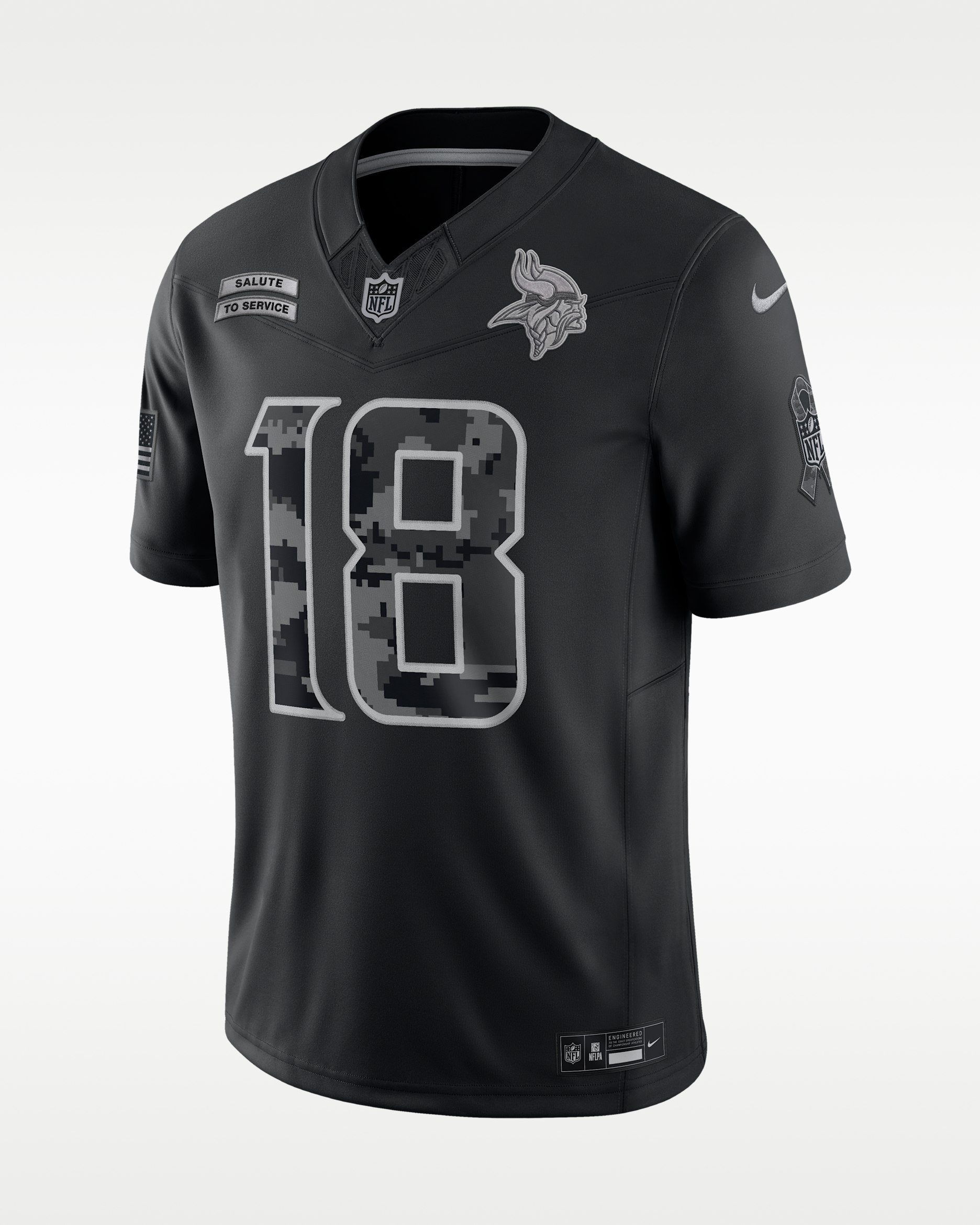 Jersey Nike Dri-FIT de la NFL Limited para hombre Justin Jefferson Minnesota Vikings Salute to Service - Negro