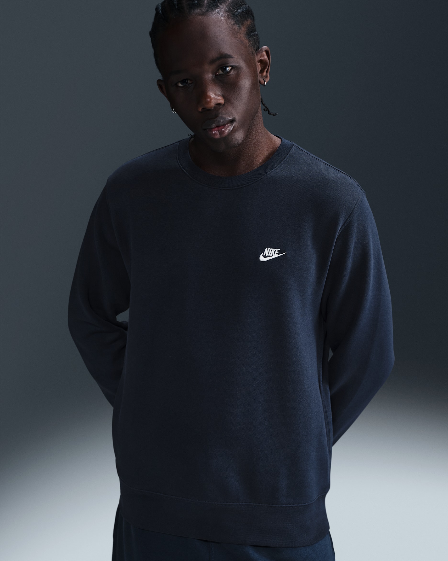 Nike Club Sudadera de tejido Fleece - Hombre - Obsidian/Blanco