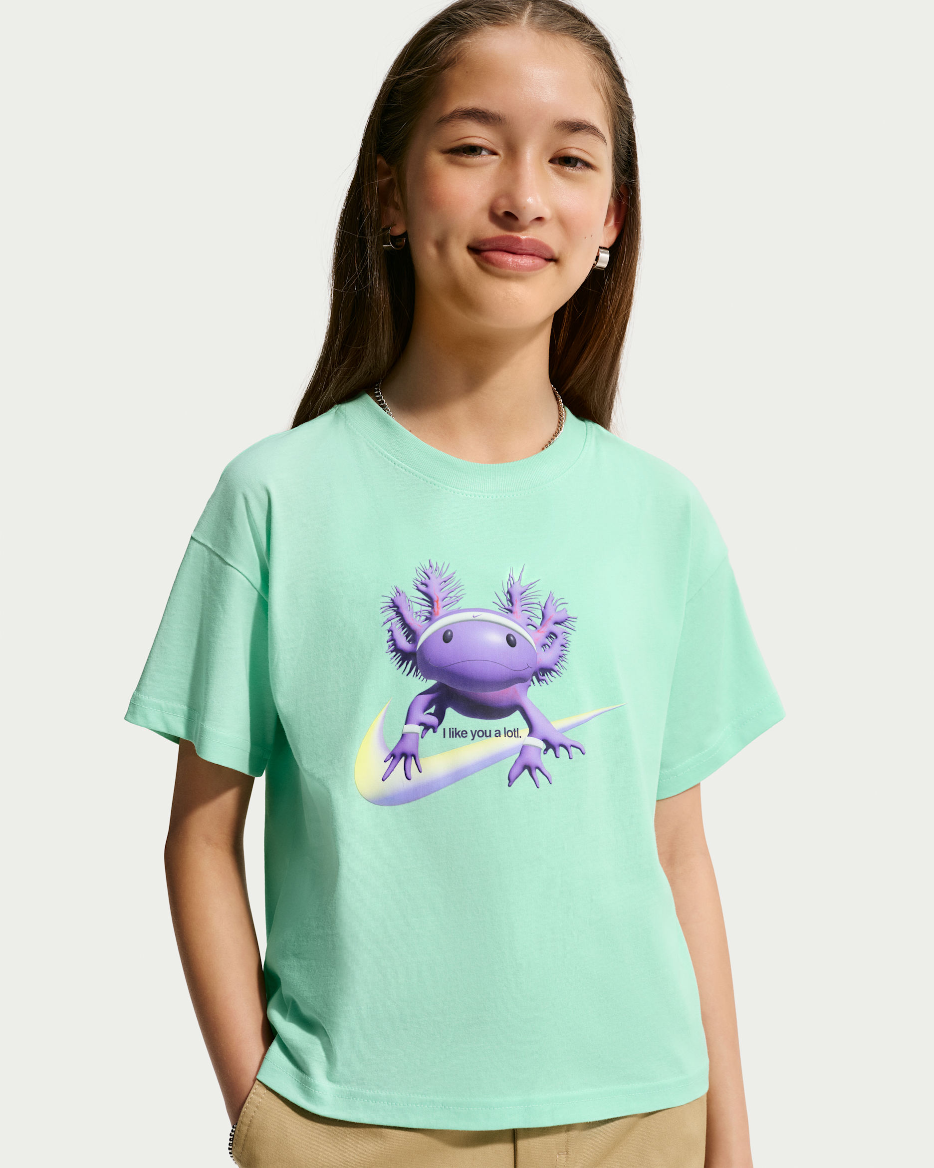 Nike Sportswear Older Kids' (Girls') Boxy T-Shirt - Arctic Green