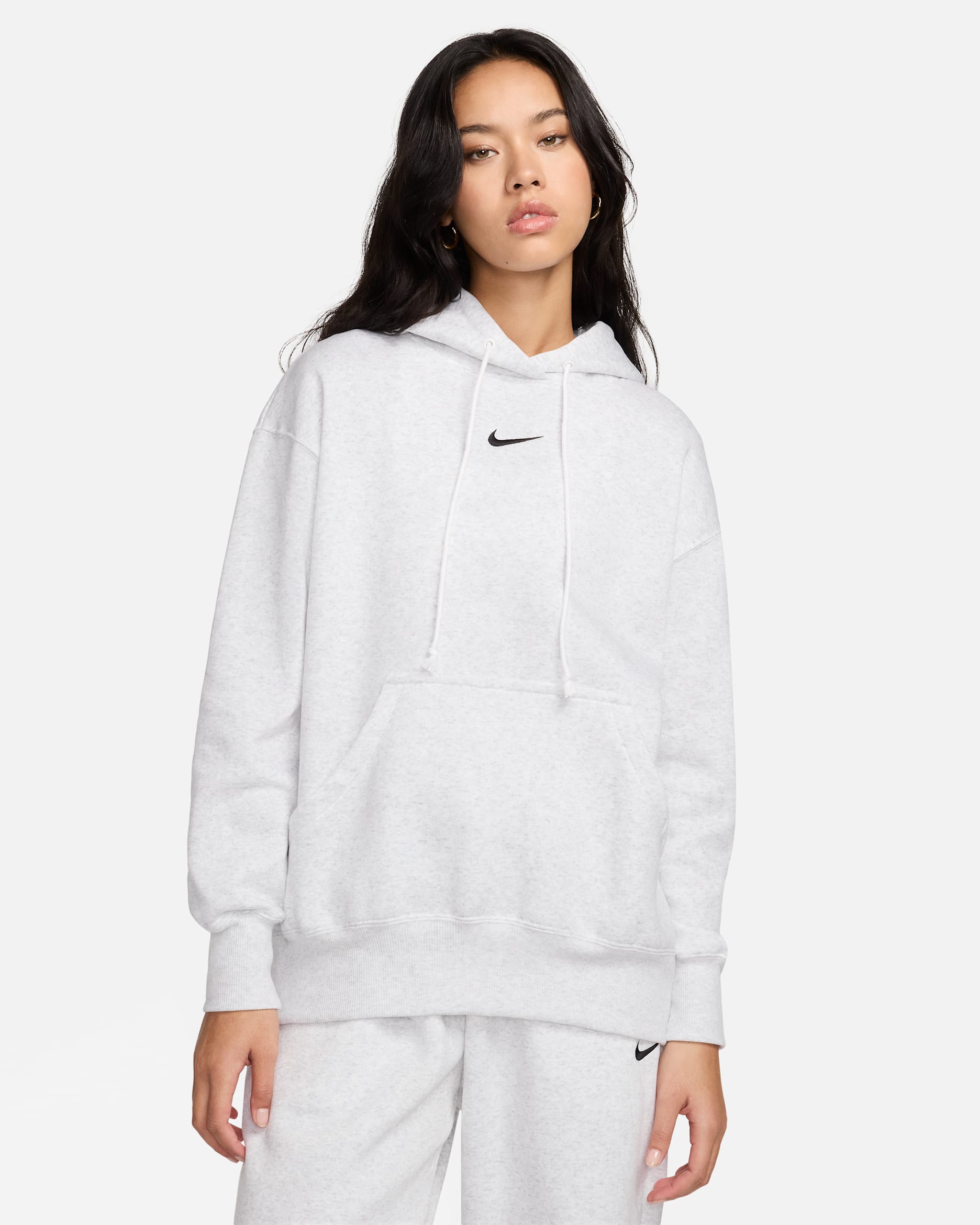 Sudadera con gorro sin cierre oversized para mujer Nike Sportswear Phoenix Fleece - Abedul jaspeado/Negro