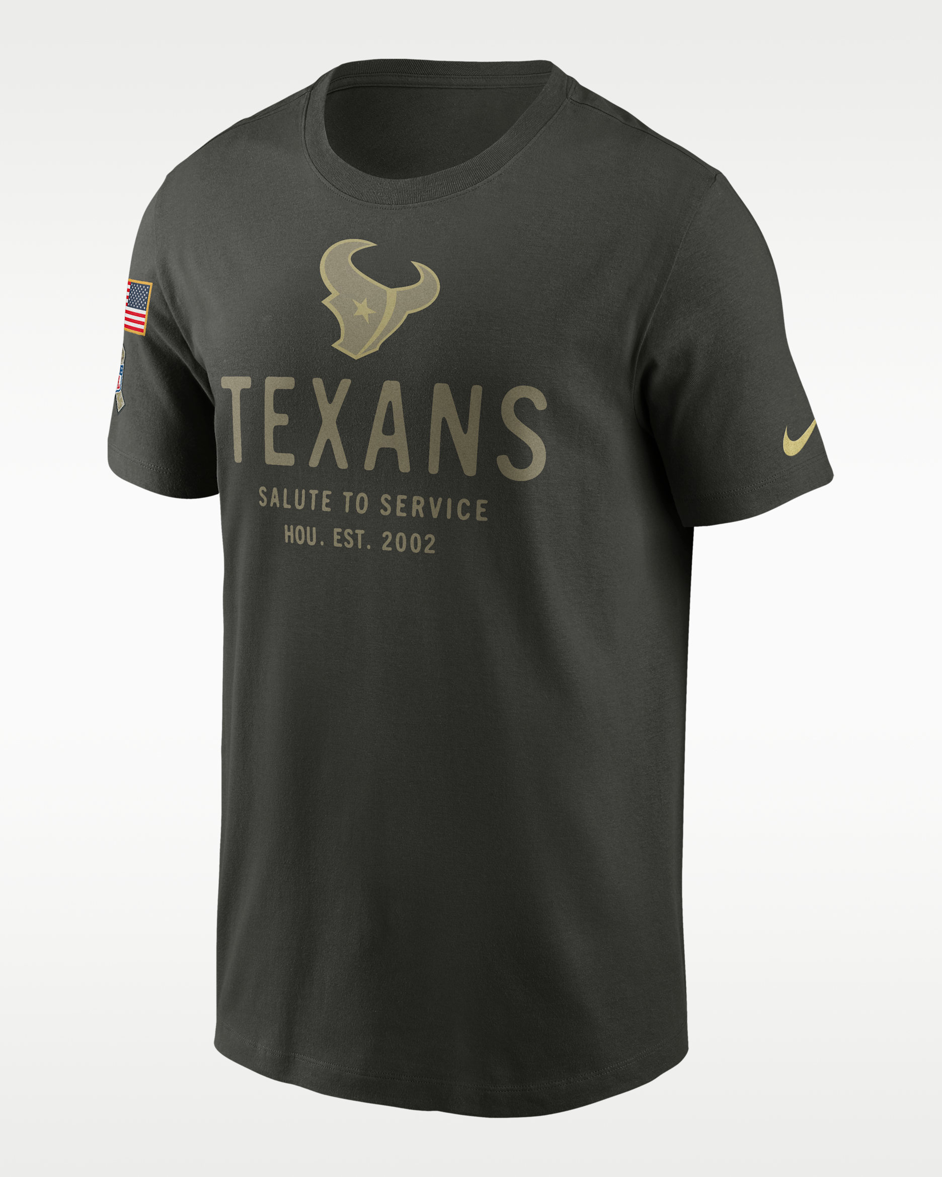 Houston Texans Salute to Service Sideline Primary Edge Men's Nike Dri-FIT NFL T-Shirt - Forest Green