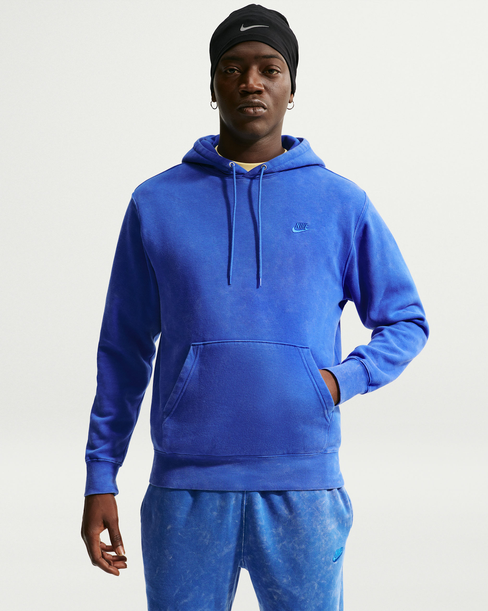 Sudadera con gorro de tejido Fleece prelavada para hombre Nike Sportswear Club - Royal juego/Royal juego