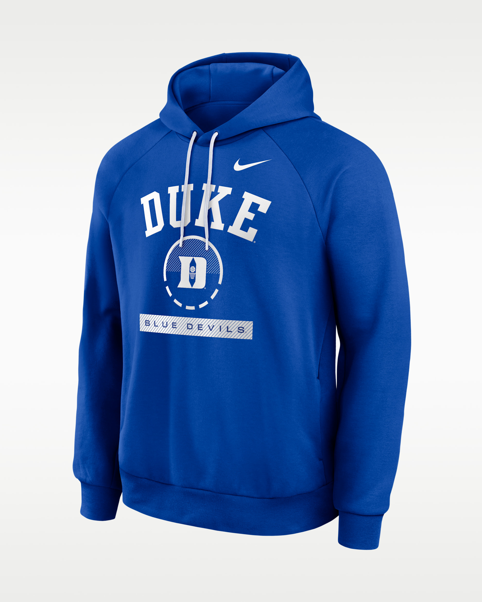 Duke Courtside Men's Nike Dri-FIT College Pullover Hoodie - Game Royal/White