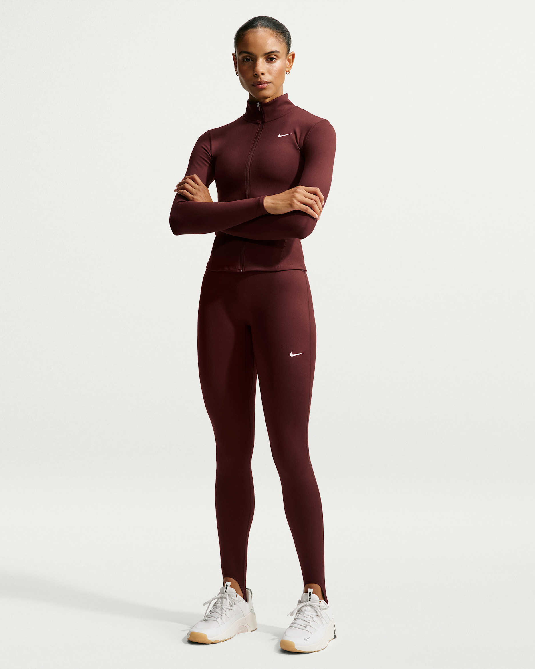 Nike One leggings i full lengde med høyt liv og hælstropp til dame - Mystic Dates/Hvit