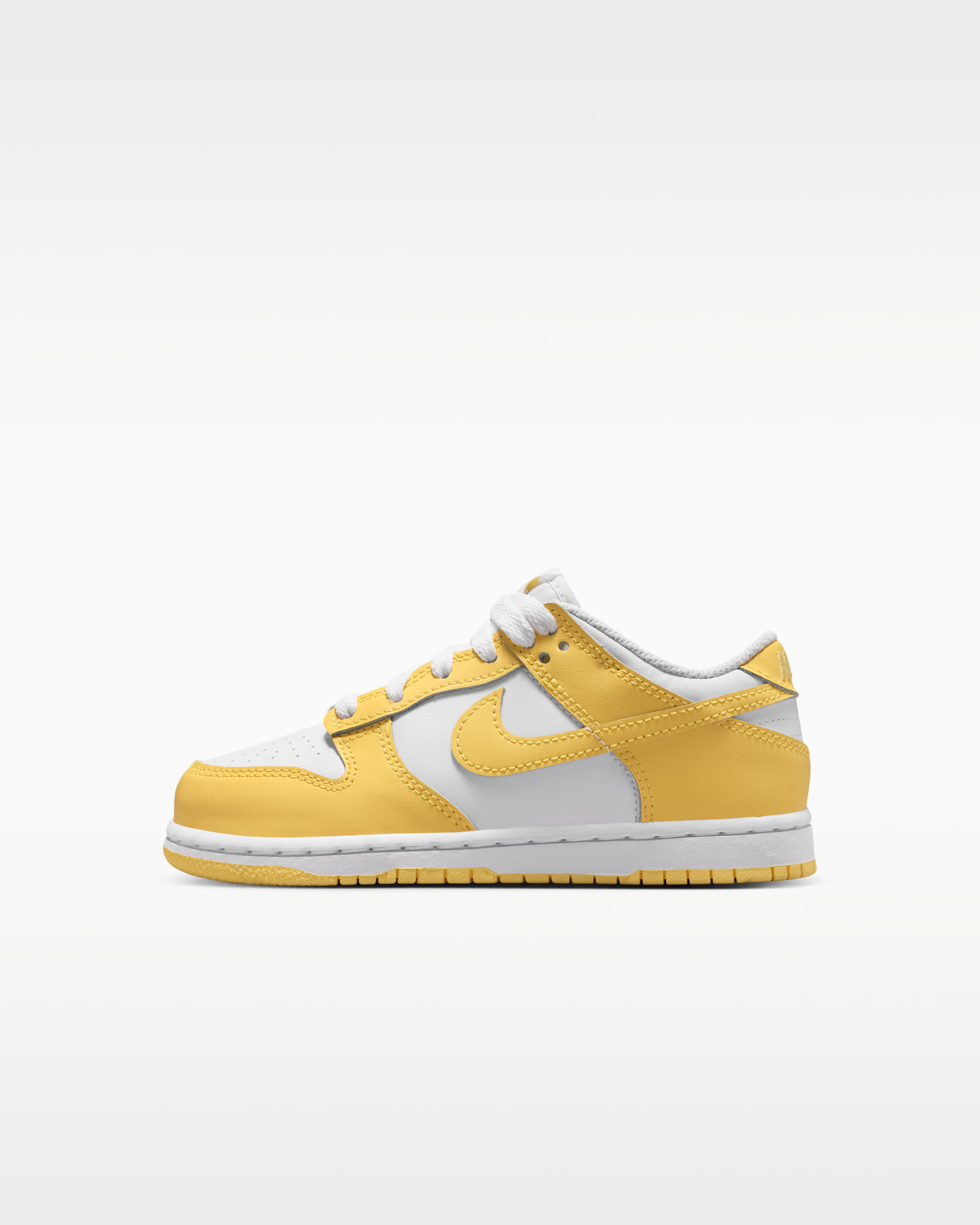 나이키 덩크 로우 리틀키즈 신발 - 화이트/화이트/화이트/소프트 옐로우