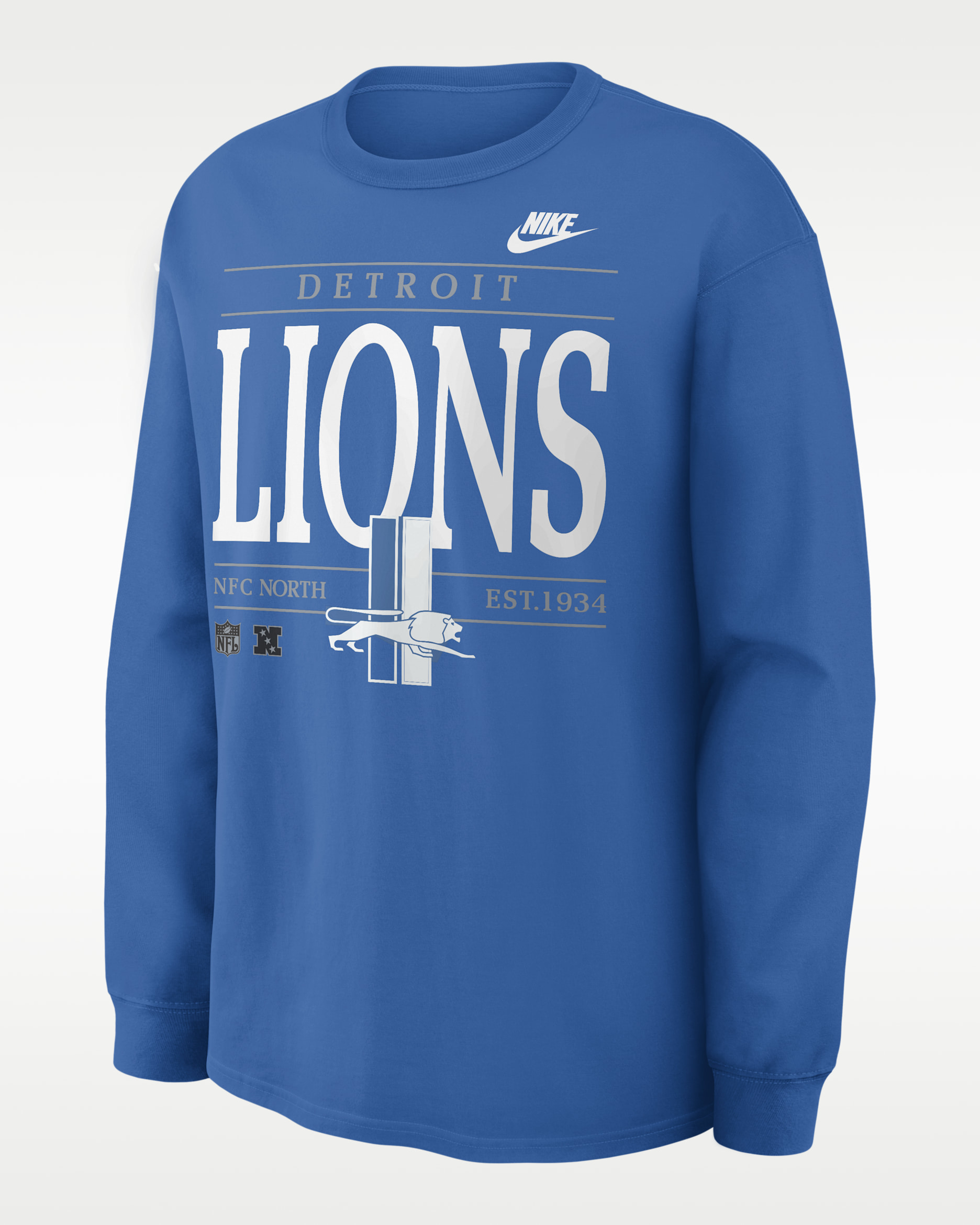 Detroit Lions Rewind Max90 Men's Nike NFL Long-Sleeve T-Shirt - Blue
