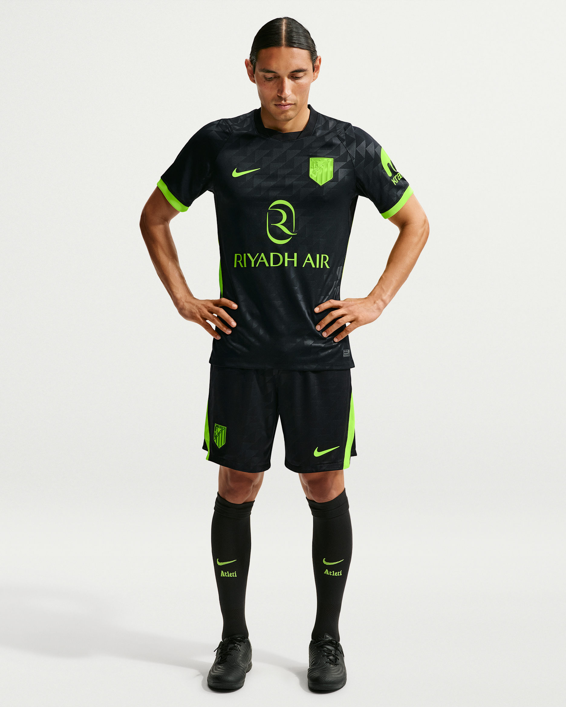 Short de foot Replica Nike Dri-FIT Atlético Madrid 2026/27 Stadium Extérieur pour homme - Noir/Volt/Volt