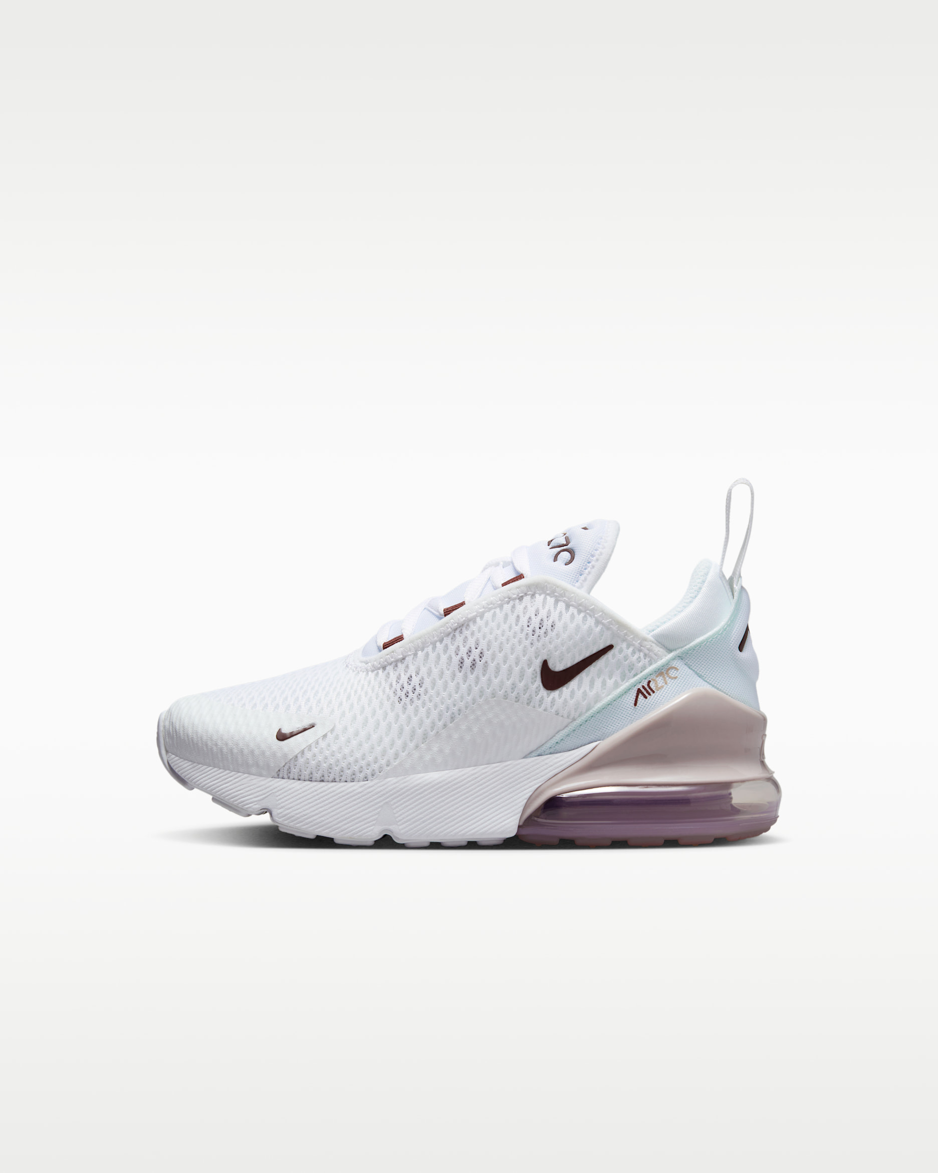 Nike Air Max 270 Younger Kids' Shoes - White/Platinum Violet/Burgundy Crush