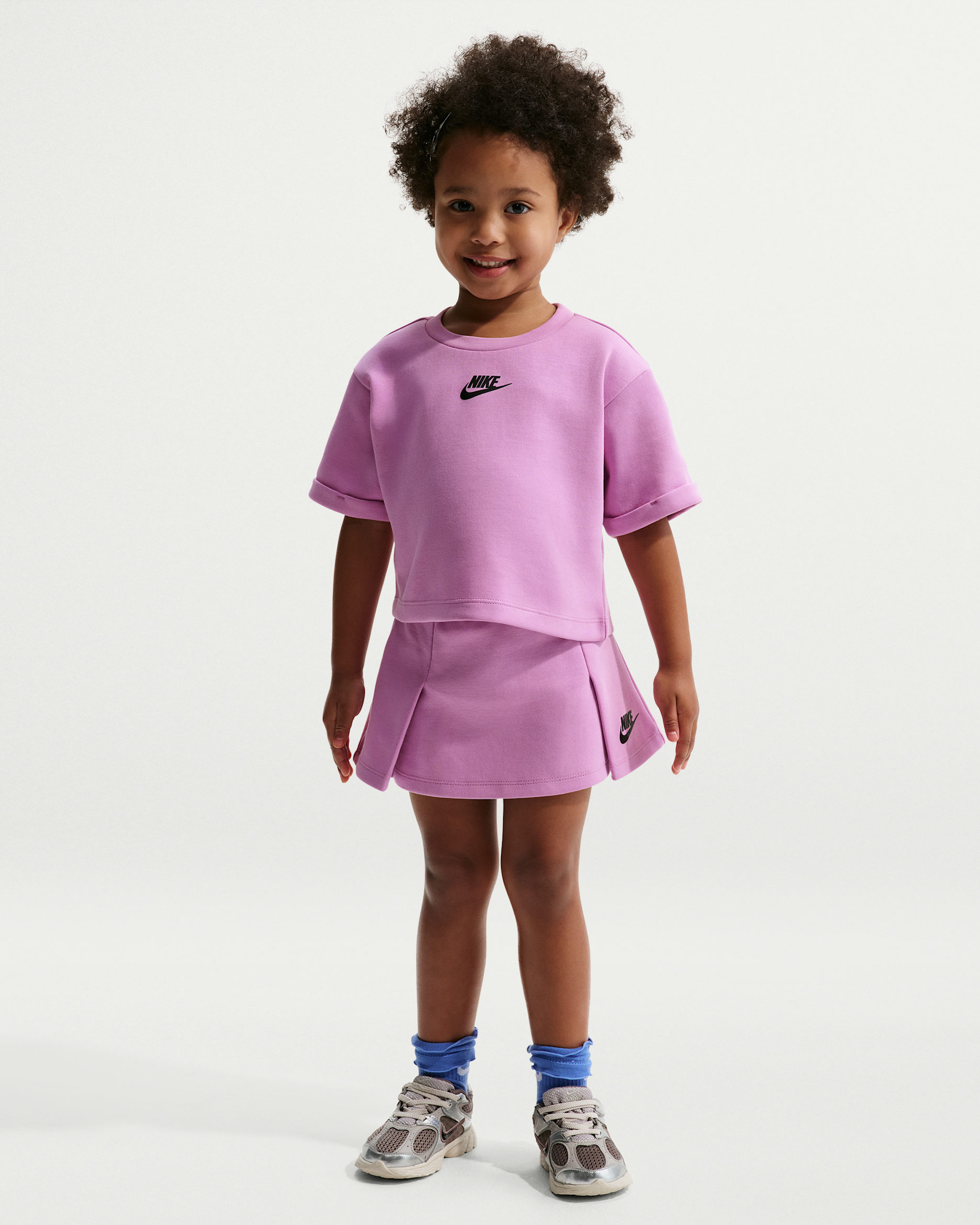Conjunto de dos piezas de falda Tech Fleece infantil Nike - Morado