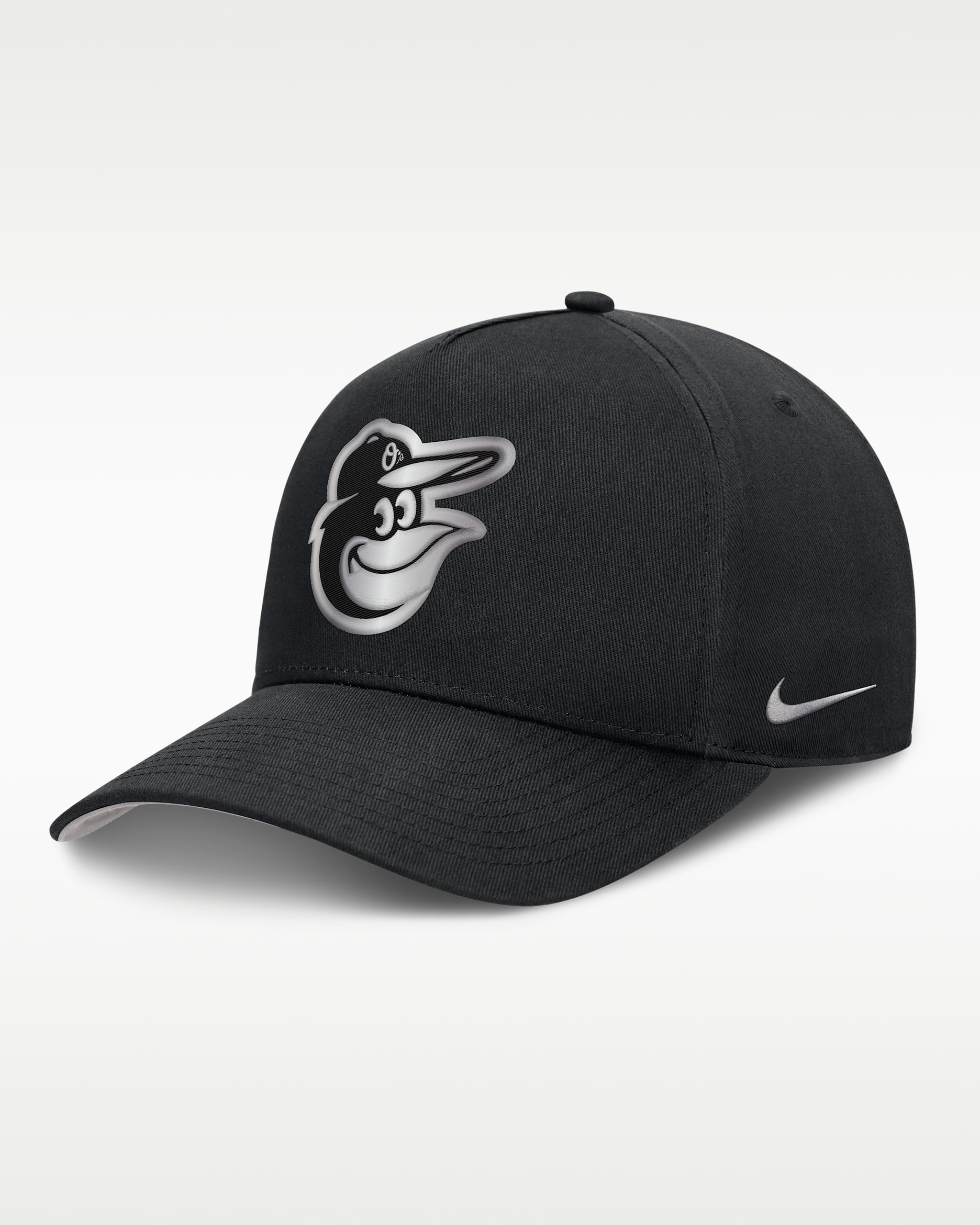Baltimore Orioles Rise Men's Nike Dri-FIT MLB A-Frame Trucker Adjustable Hat - Black/Grey