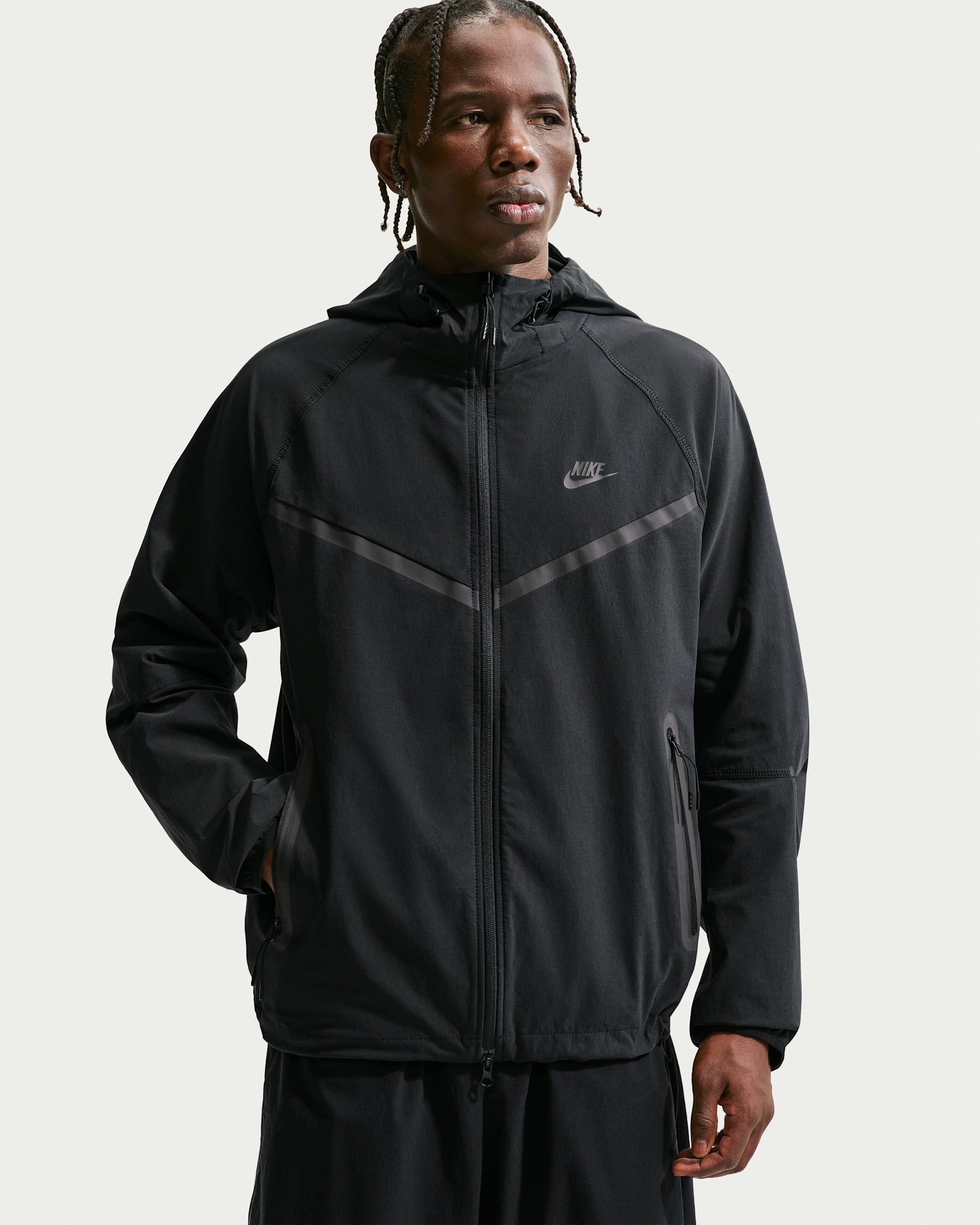 Nike Tech Men's Dri-FIT Woven Full-Zip Windrunner Jacket - Black/Black/Black